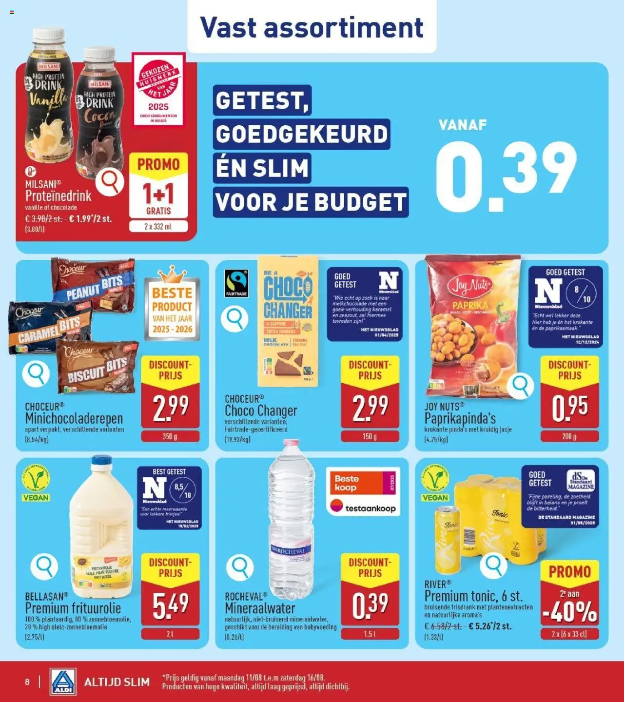 {H1} | Pagina: 8 | Producten: Frisdrank, Mineraalwater, Chocolade