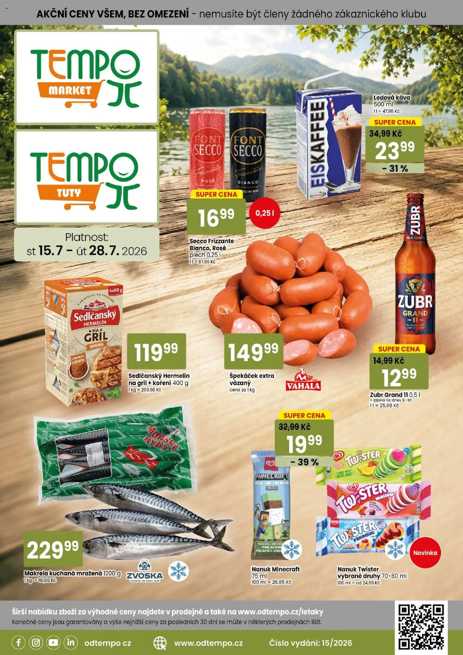 Tempo leták od 15.07.2026 | Strana: 1 | Produkty: Nanuk, Káva, Zubr Grand 11, Nanuk Twister
