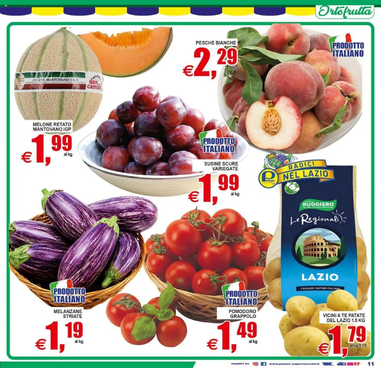 Volantino Pewex del 12/08/2026 | Pagina: 11 | Prodotti: Patate, Melanzane, Susine, Pesche