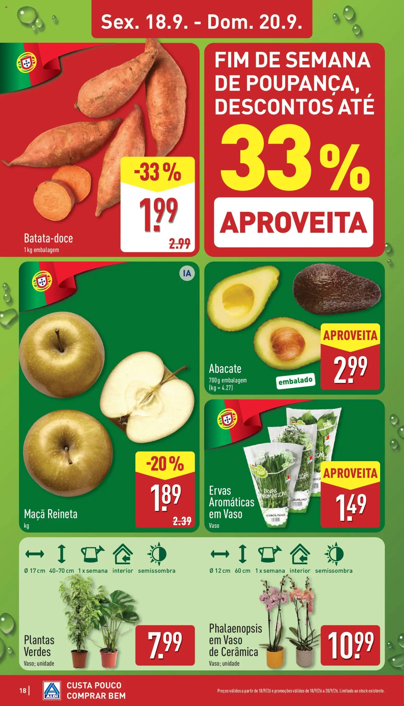 Aldi folheto │ válido de 14/09/2026 | Página: 18 | Produtos: Ervas aromáticas, Maça, Vaso, Abacate