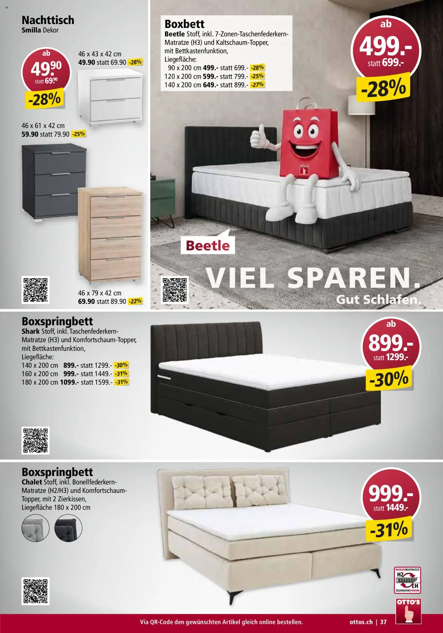 Otto's Aktionen Möbelflyer – gültig ab 01.07.2026 | Seite: 37 | Produkte: Matratze, Nachttisch, Boxspringbett