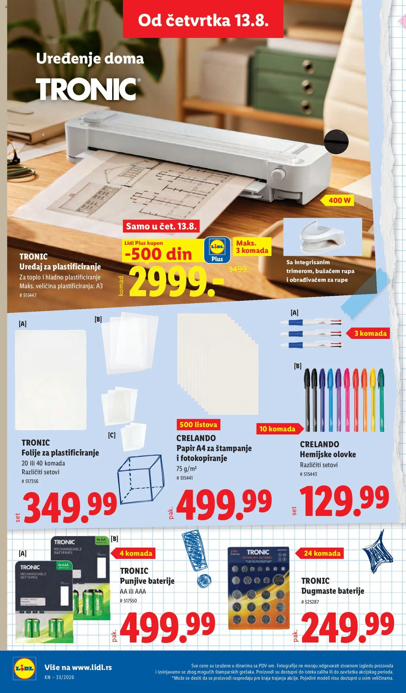 Lidl katalog - važi od 13.08.2026 | Strana: 86 | Proizvode: Laminator, Baterije