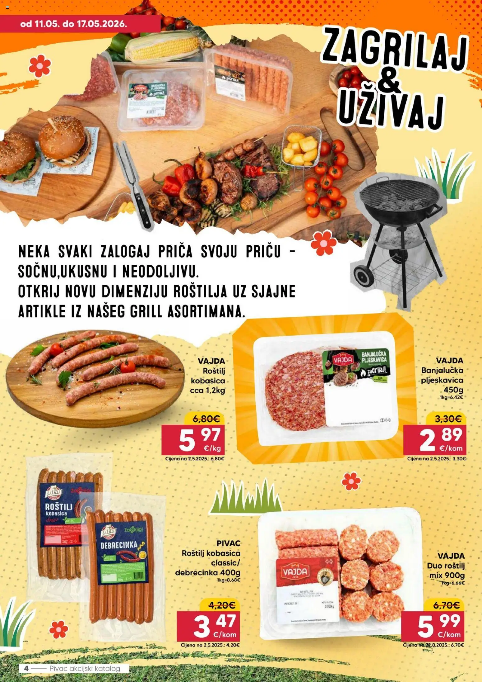 Pivac katalog | vrijedi od 11.05.2026 | Stranica: 4 | Proizvodi: Roštilj, Kobasica