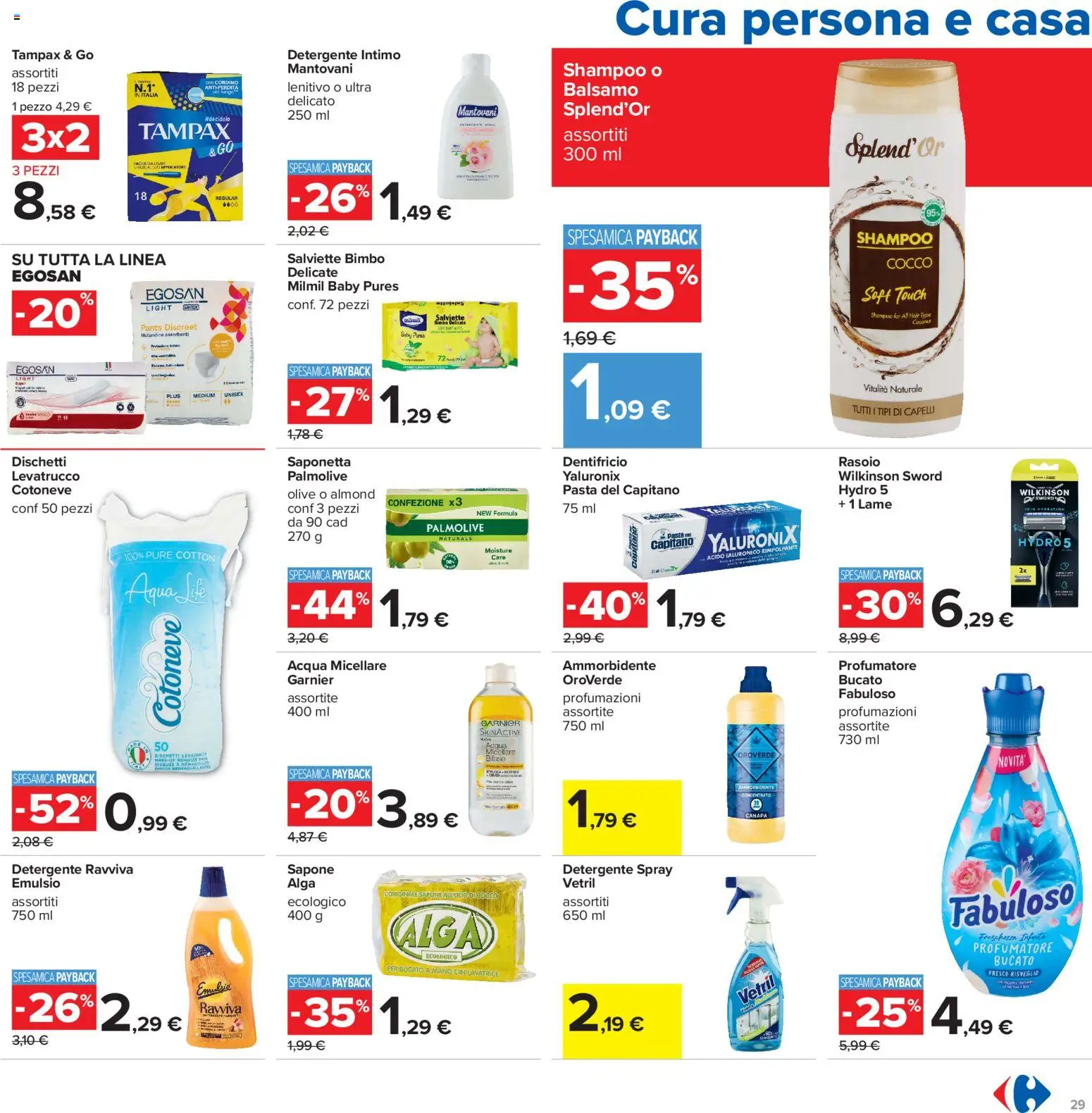 Volantino Carrefour del 06/08/2026 | Pagina: 29 | Prodotti: Balsamo, Olive, Pasta, Lavatrice