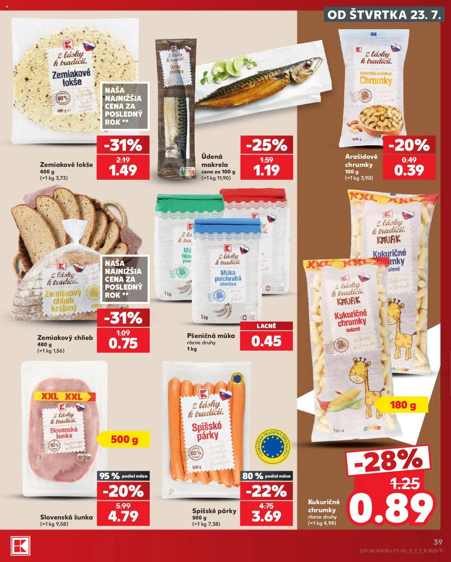 Kaufland SK akciós ujság - amely érvényes a következő dátumtól: 2026.07.23. | Oldal: 39 | Termékek: Makréla