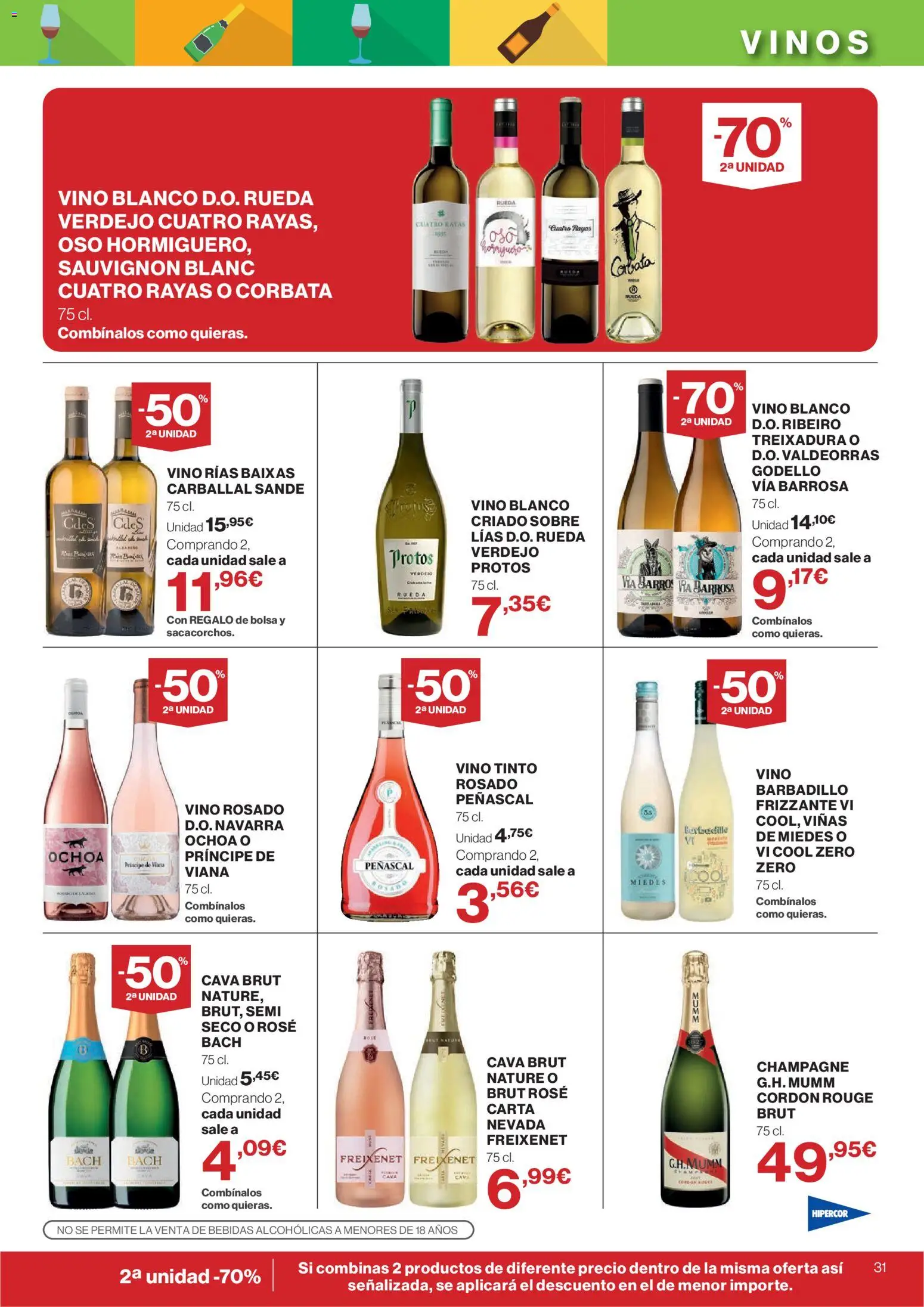 Hipercor catálogo │ válido desde el 16/07/2026 | Página: 31 | Productos: Vino rosado, Vino, Bolsa