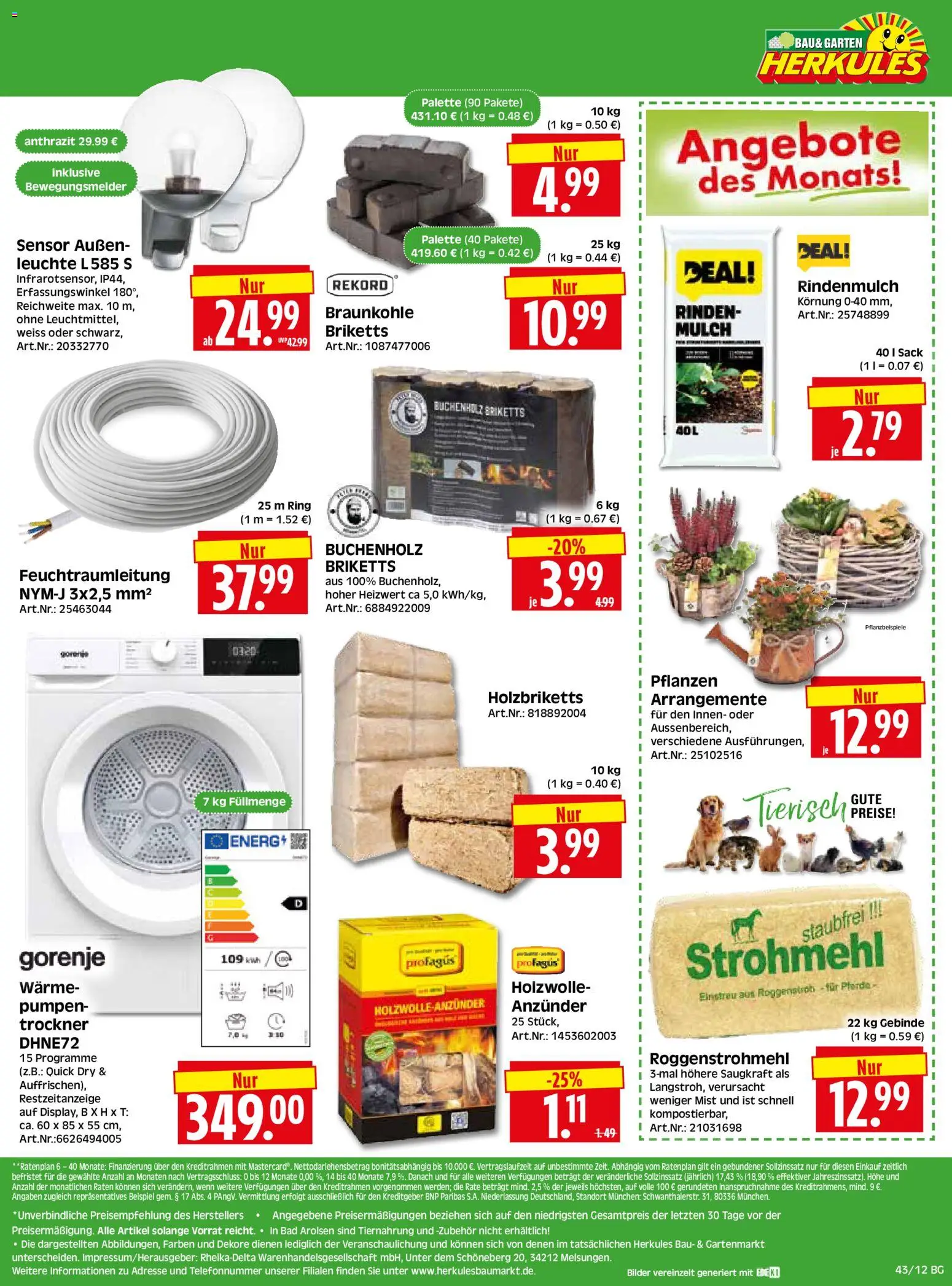 HERKULES Bau & Garten – gültig ab 19.10.2026 | Seite: 12 | Produkte: Rindenmulch, Gorenje, Trockner, Bad