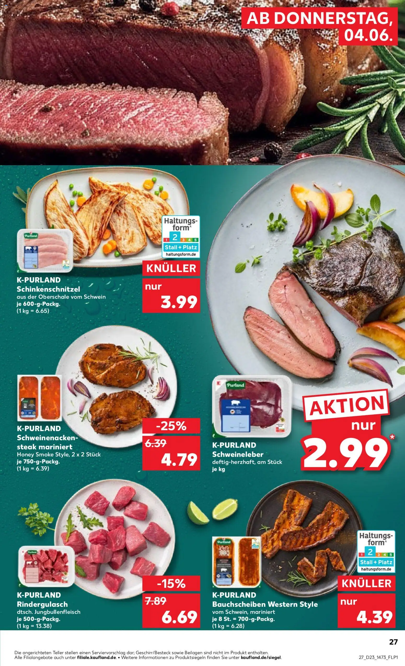 Kaufland Prospekt Frankfurt (Oder) – gültig ab 04.06.2026 | Seite: 27 | Produkte: Rindergulasch, Schweinenacken, Steak