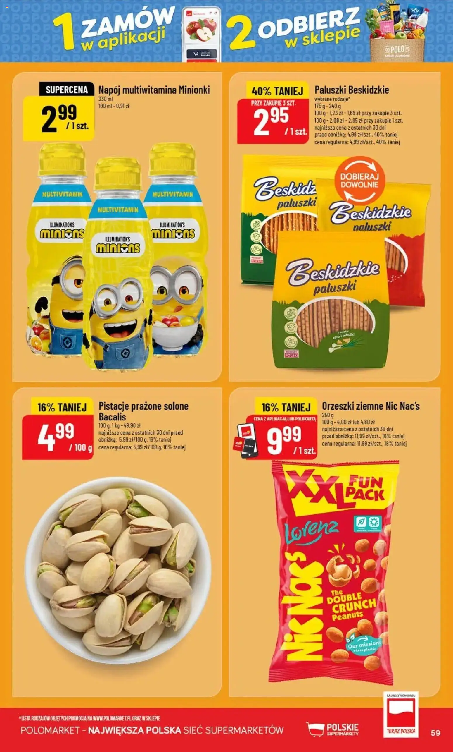 Nowa POLOmarket gazetka od jutra 09.09.2026 | Strona: 59 | Produkty: Pistacje, Paluszki, Orzeszki ziemne, Orzeszki