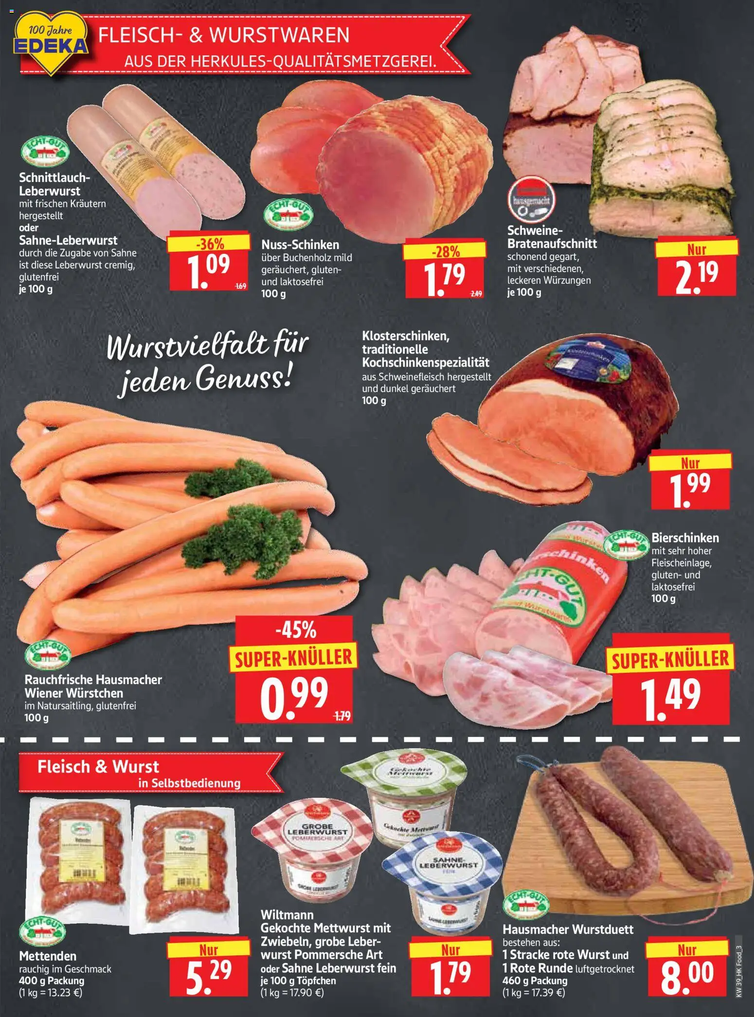 HERKULES Prospekt – gültig ab 21.09.2026 | Seite: 3 | Produkte: Wiener wurstchen, Wurst, Schweinefleisch, Sahne