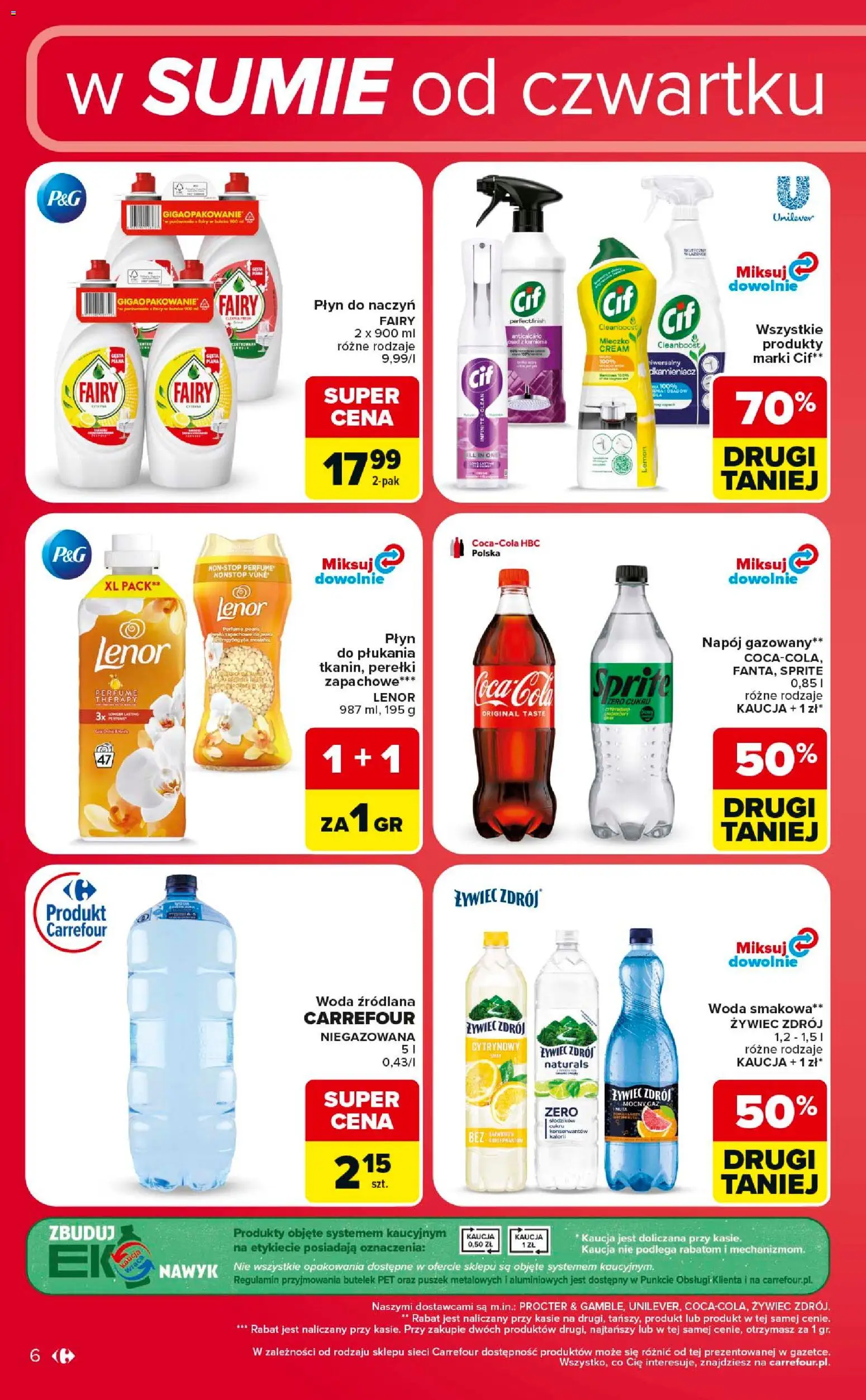 Carrefour gazetka - Weekend okazji od 25.06.2026 | Strona: 6 | Produkty: Płyn do naczyń fairy, Woda źródlana, Fairy, Woda