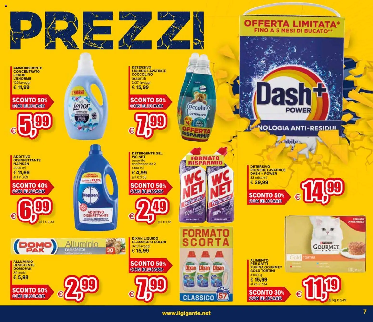 Volantino Il Gigante del 12/10/2026 | Pagina: 7 | Prodotti: Ammorbidente, Detergente, Lavatrice, Alluminio