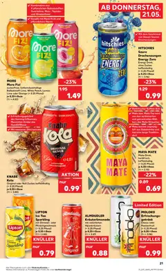 Náhled letáku Kaufland Německo leták od 21.05.2026 | Strana: 21 | Produkty: Almdudler, Ice tea, Dort, Kola