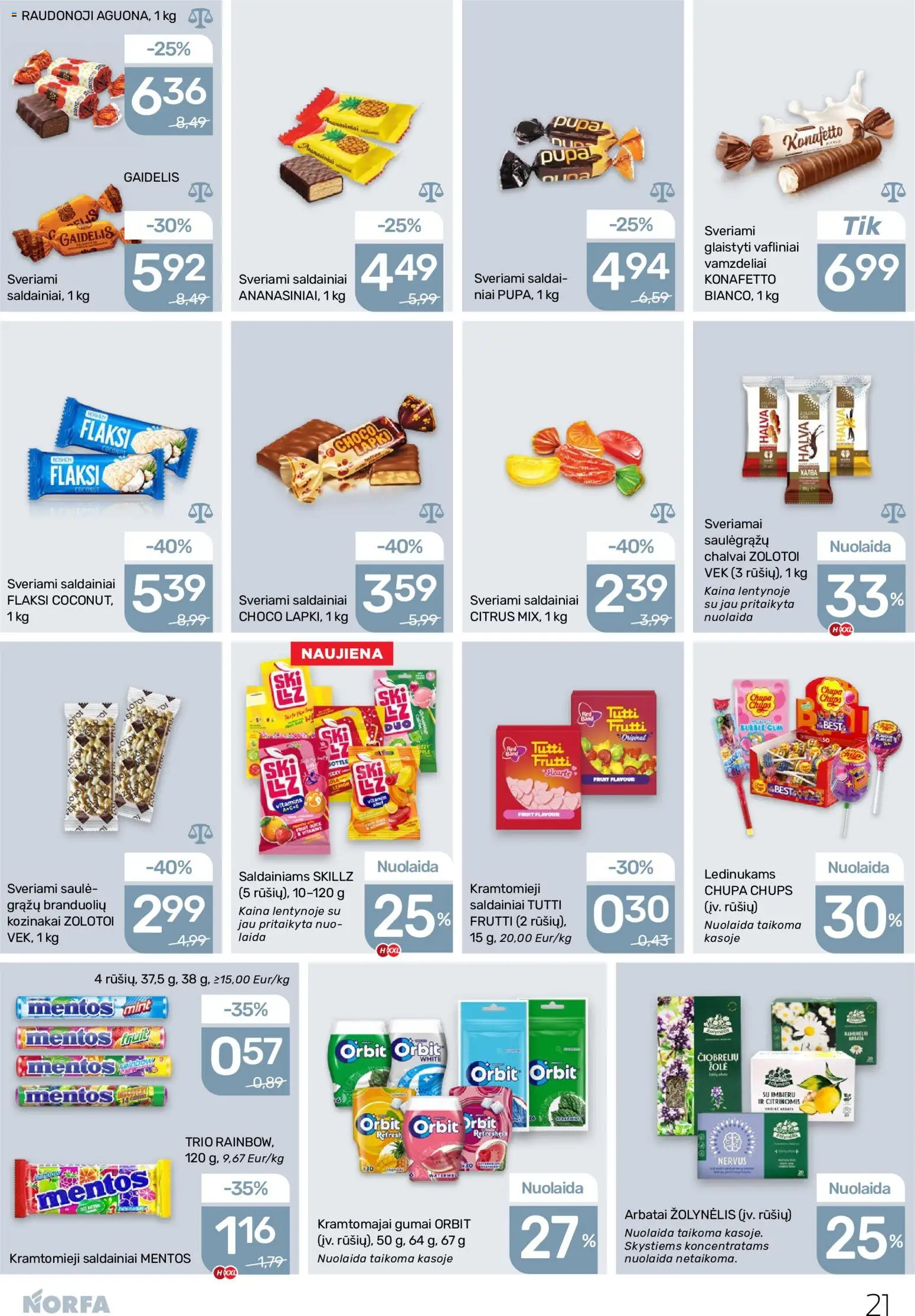 NORFA akcijos nuo 2026.08.06 | Puslapis: 21 | Prekių: Saldainiai