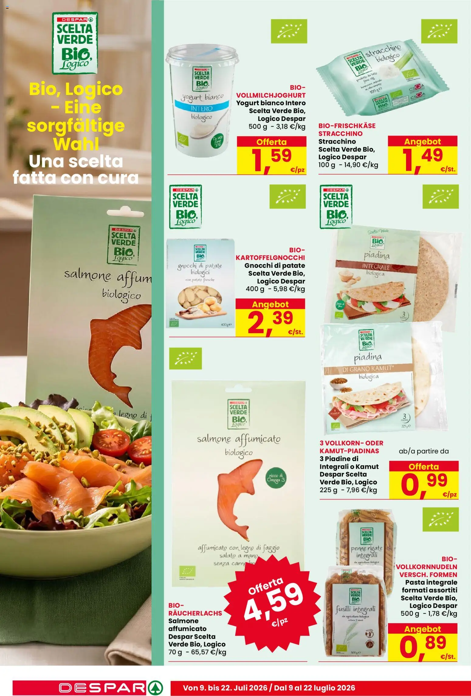 Volantino Despar del 09/07/2026 | Pagina: 10 | Prodotti: Salmone, Patate, Fusilli, Gnocchi