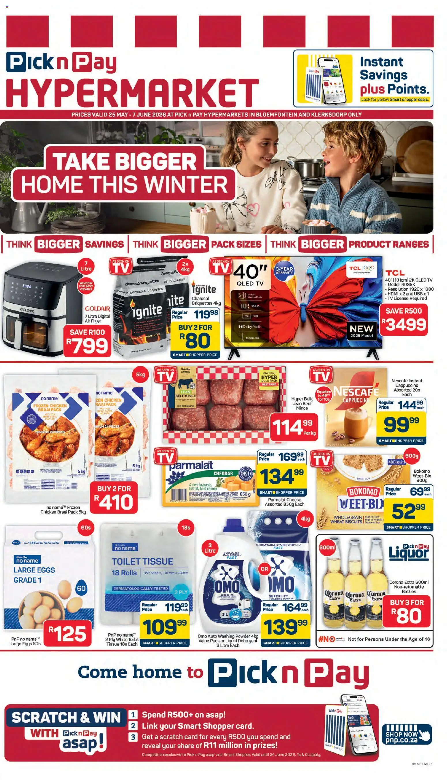 New Pick n Pay catalogue – valid from 25.05.2026 | Page: 1 | Products: Sim, Audio, Cheese, Estuche organizador de viaje