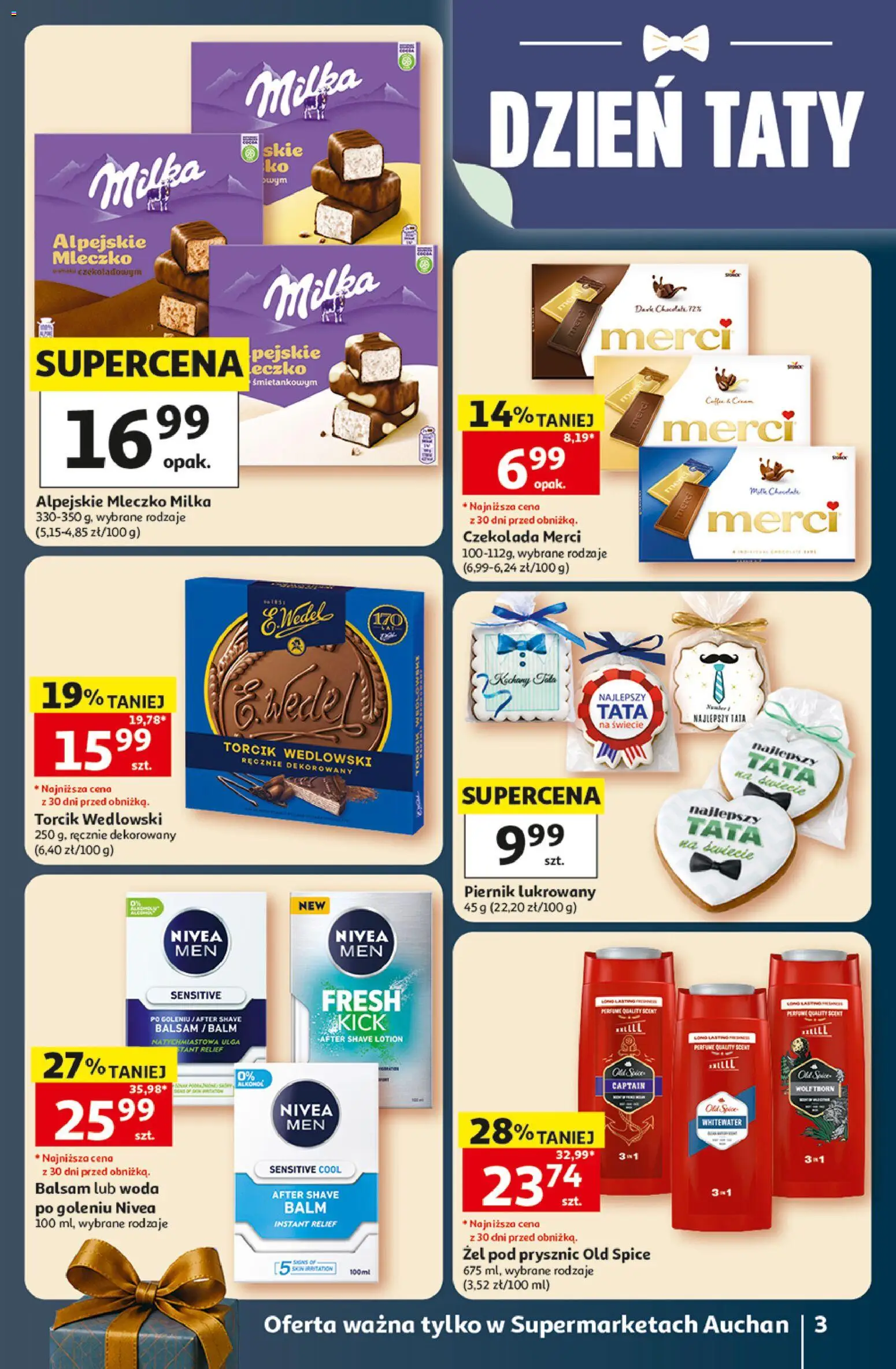 Auchan gazetka od 18.06.2026 | Strona: 3 | Produkty: Czekolada, Alkohol, Old spice, Woda