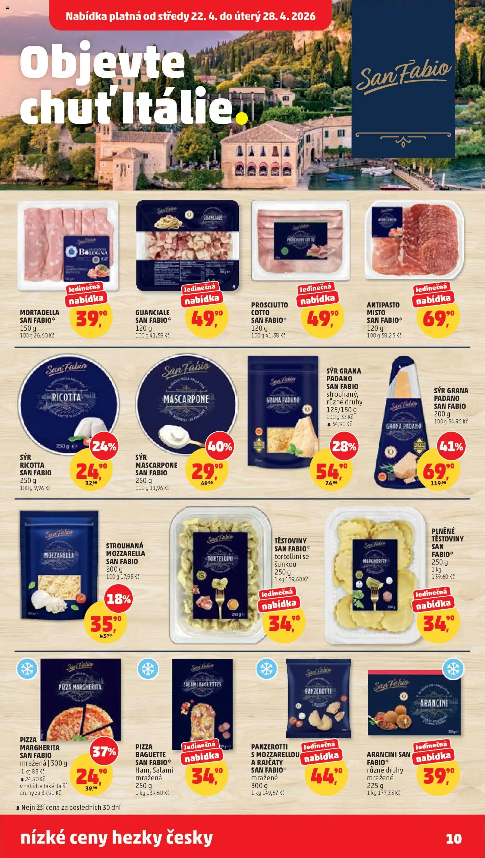 Penny Market leták od 22.04.2026 | Strana: 10 | Produkty: Sýr, Tortellini, Guanciale, Mozzarella