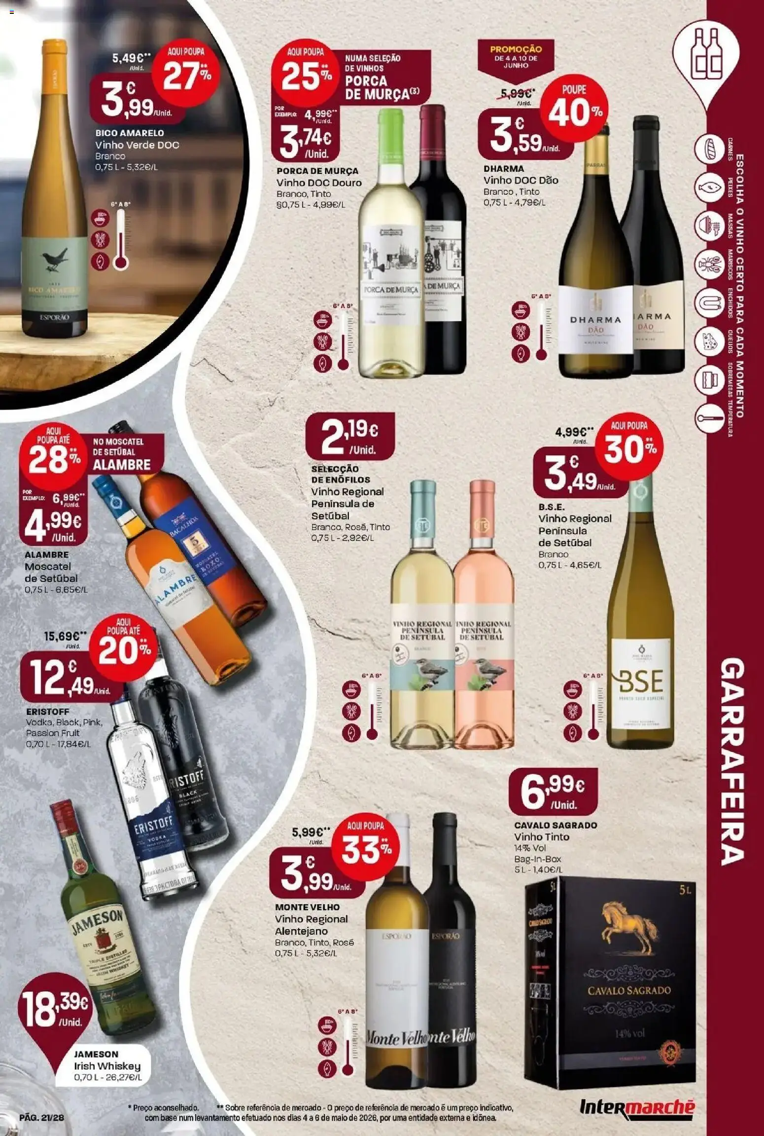 Intermarché - Isto é que são preços BAIXOS │ válido de 04.06.2026 | Página: 21 | Produtos: Base, Vinho, Vinho tinto
