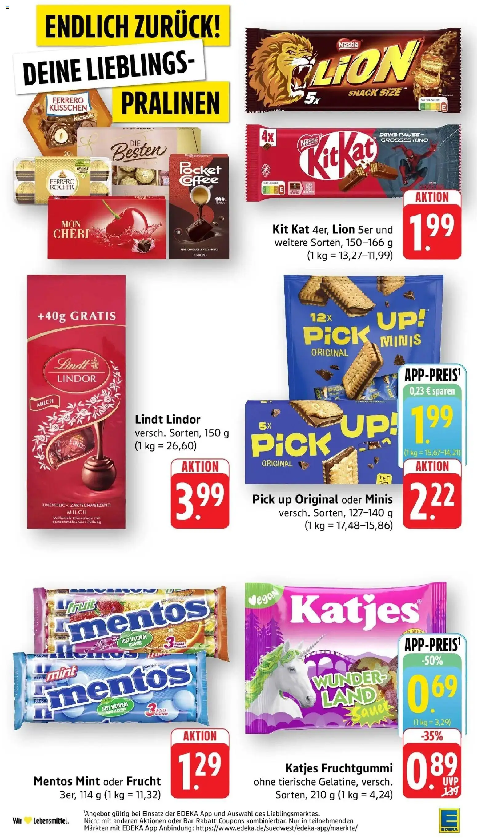 E center Prospekt Esslingen-Weil (ab 07.09.2026) zum Blättern | Seite: 22 | Produkte: Schokolade, Katjes, Lindor, Lindt