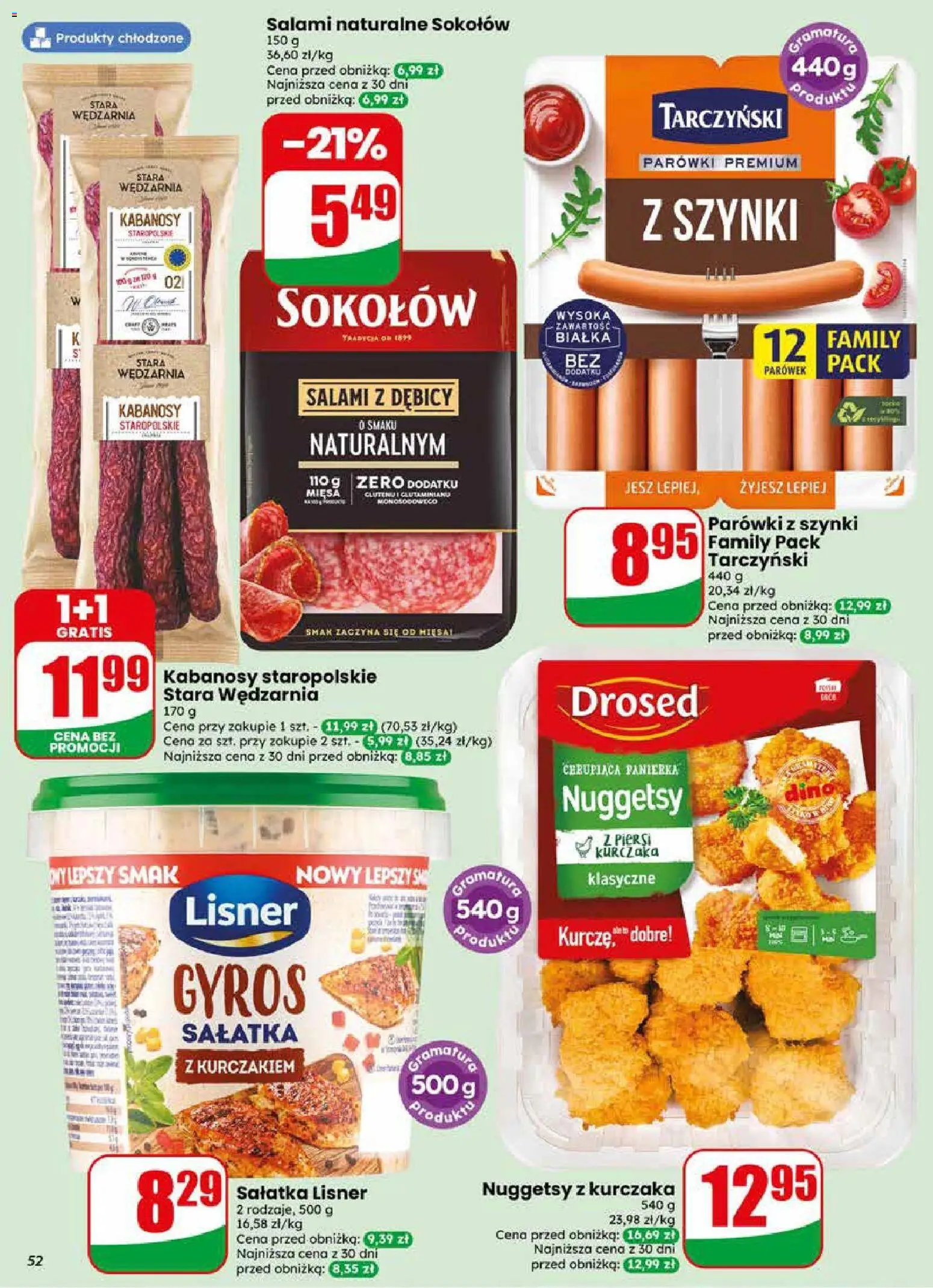 Dino gazetka od 10.06.2026 | Strona: 52 | Produkty: Sałatka z kurczakiem, Parówki z szynki, Nuggets, Sałatka