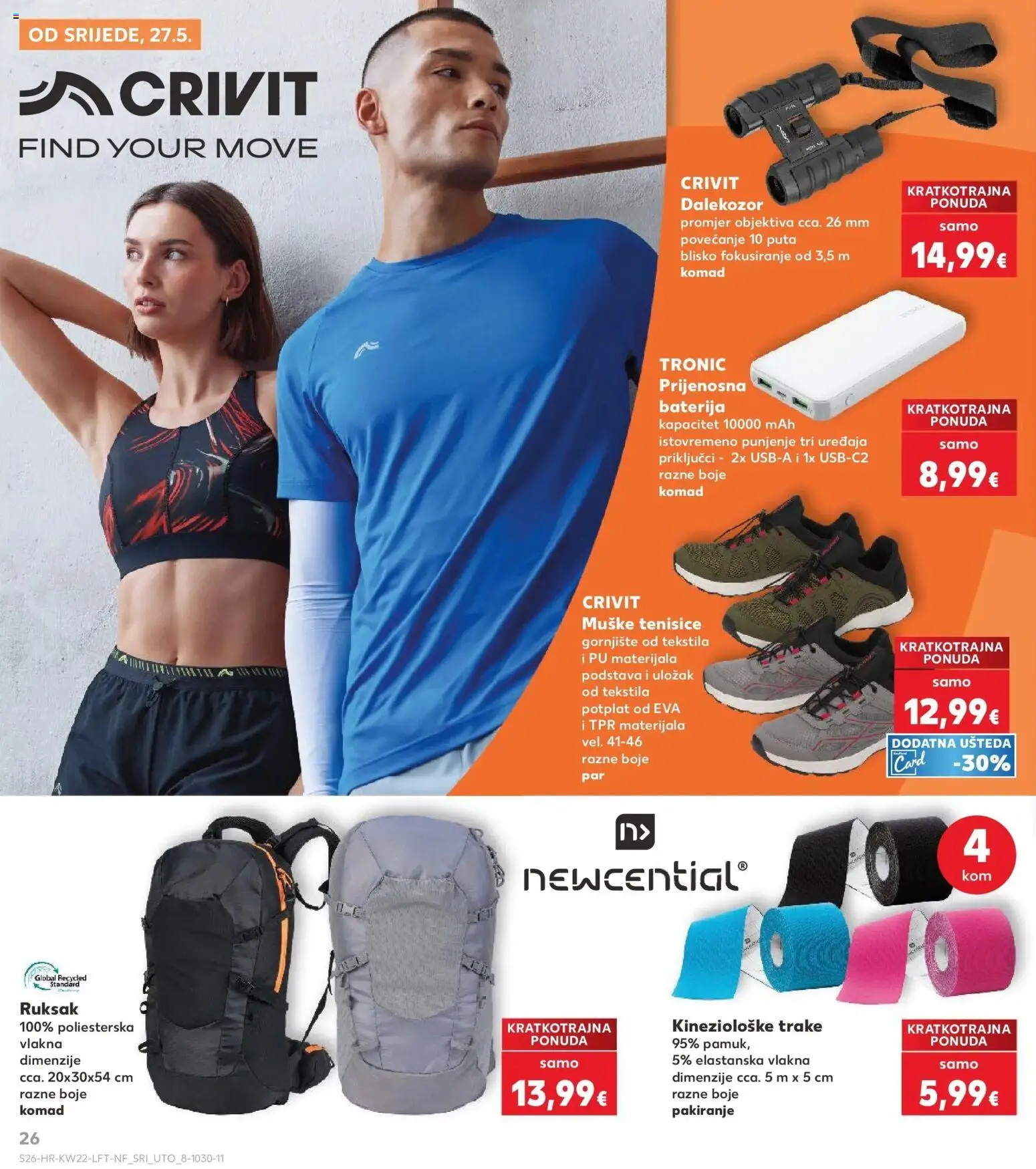 Kaufland katalog | vrijedi od 26.05.2026 | Stranica: 26 | Proizvodi: Baterija, Tenisice, Ruksak