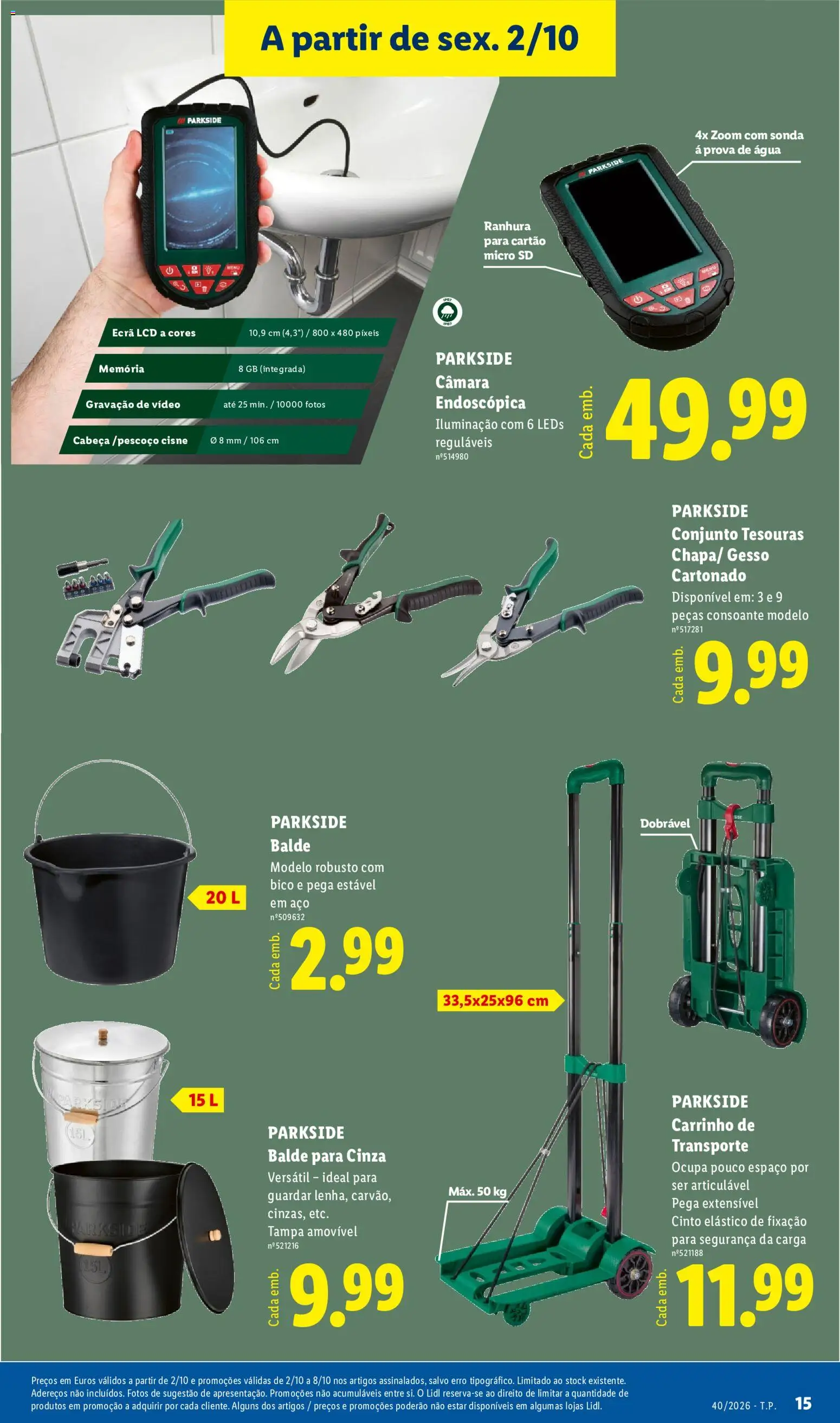 Lidl Promoções Fim de Semana │ válido de 28/09/2026 | Página: 15 | Produtos: Agua, Cinto, Balde, Iluminação