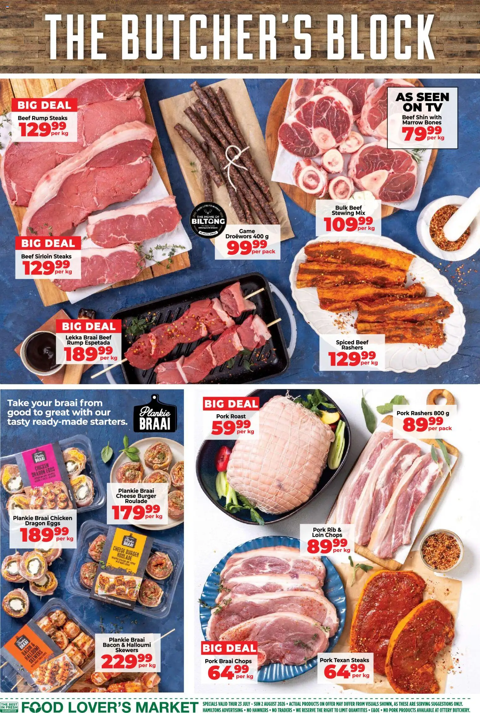 New Food Lover's Market catalogue – valid from 23/07/2026 | Page: 8 | Products: Cheese, Chicken, Beef, Bacon