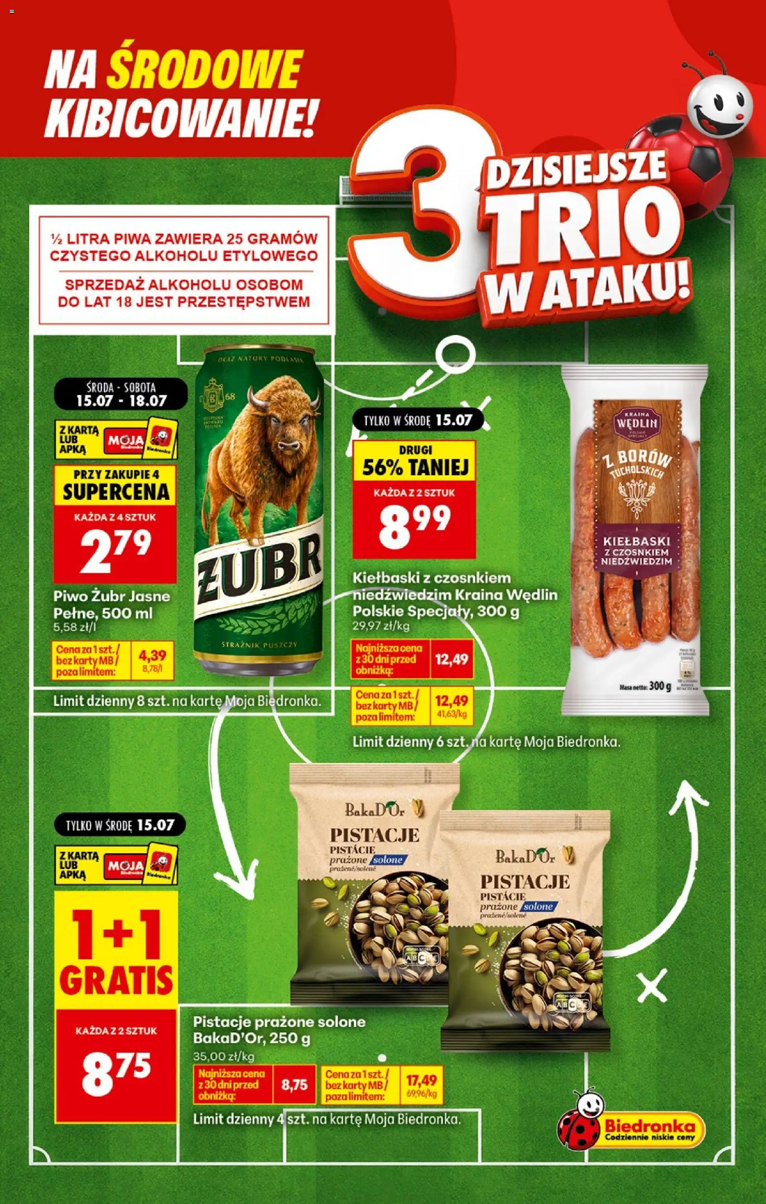 Biedronka gazetka - Football od 15.07.2026 | Strona: 4 | Produkty: Piwo żubr, Karta, Kiełbaski, Piwo