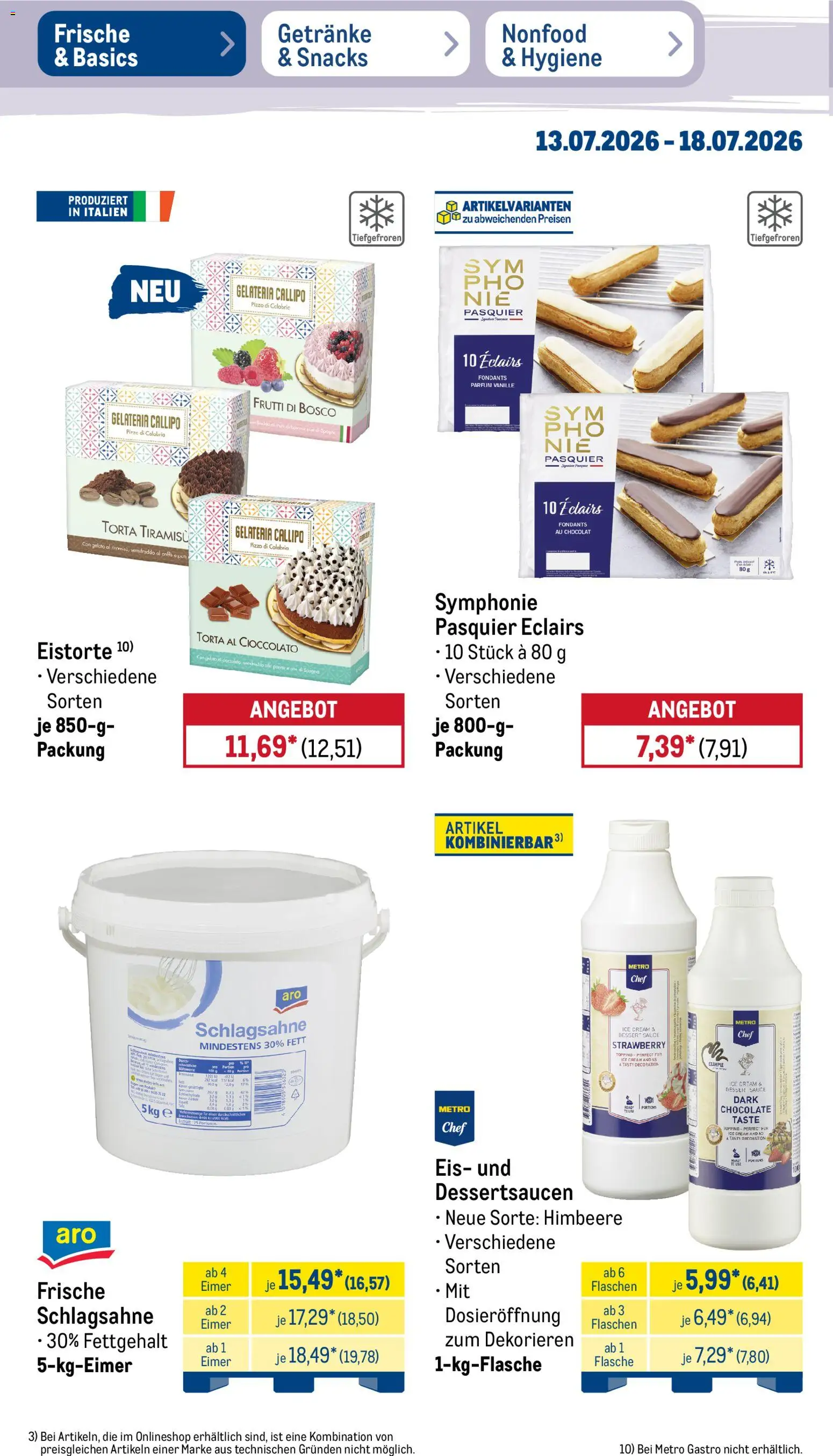 Metro NonFood-Angebote – gültig ab 13.07.2026 | Seite: 51 | Produkte: Schlagsahne, Parfüm, Himbeere, Eis