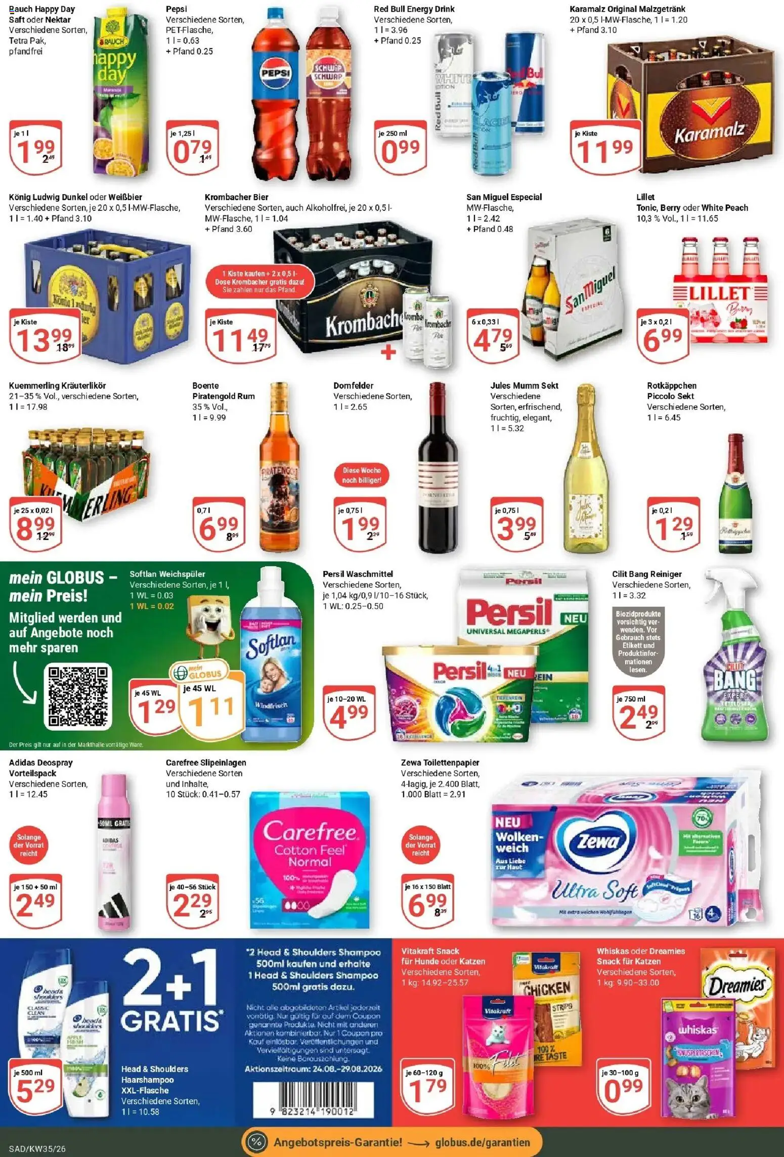 Globus Prospekt Schwandorf (ab 24.08.2026) » Angebote online | Seite: 5 | Produkte: Lillet, Weichspüler, Krombacher, Saft