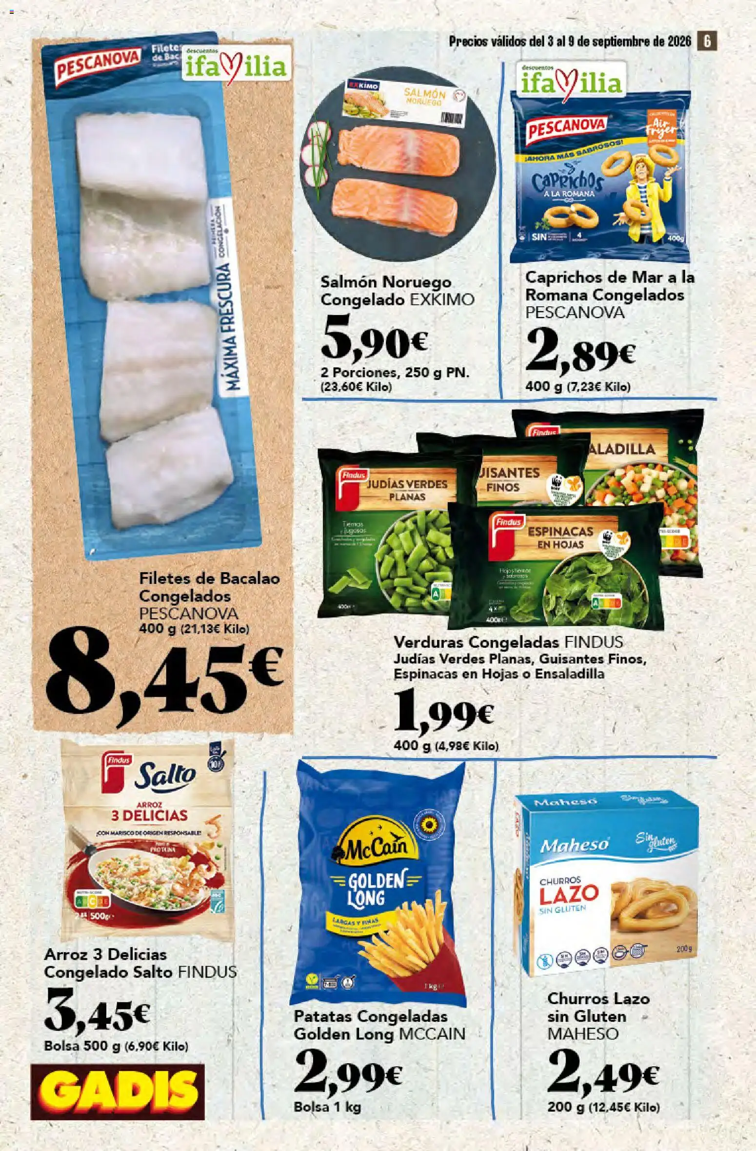 Gadis folleto │ válido desde el 03/09/2026 | Página: 6 | Productos: Verduras congeladas, Bolsa, Patatas, Filete