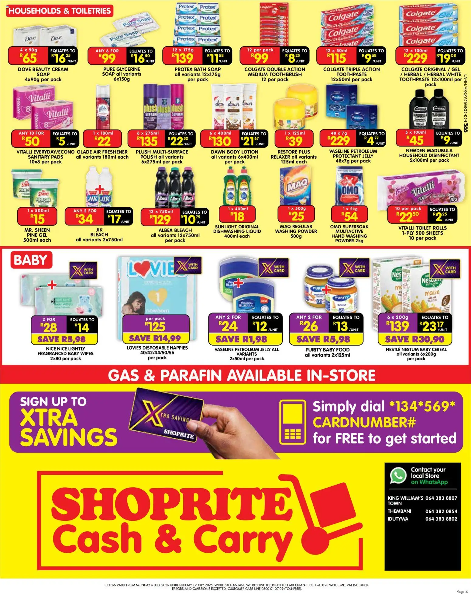 New Shoprite catalogue – valid from 06/07/2026 | Page: 4 | Products: Toilet, Bath, Bleach, Relaxer
