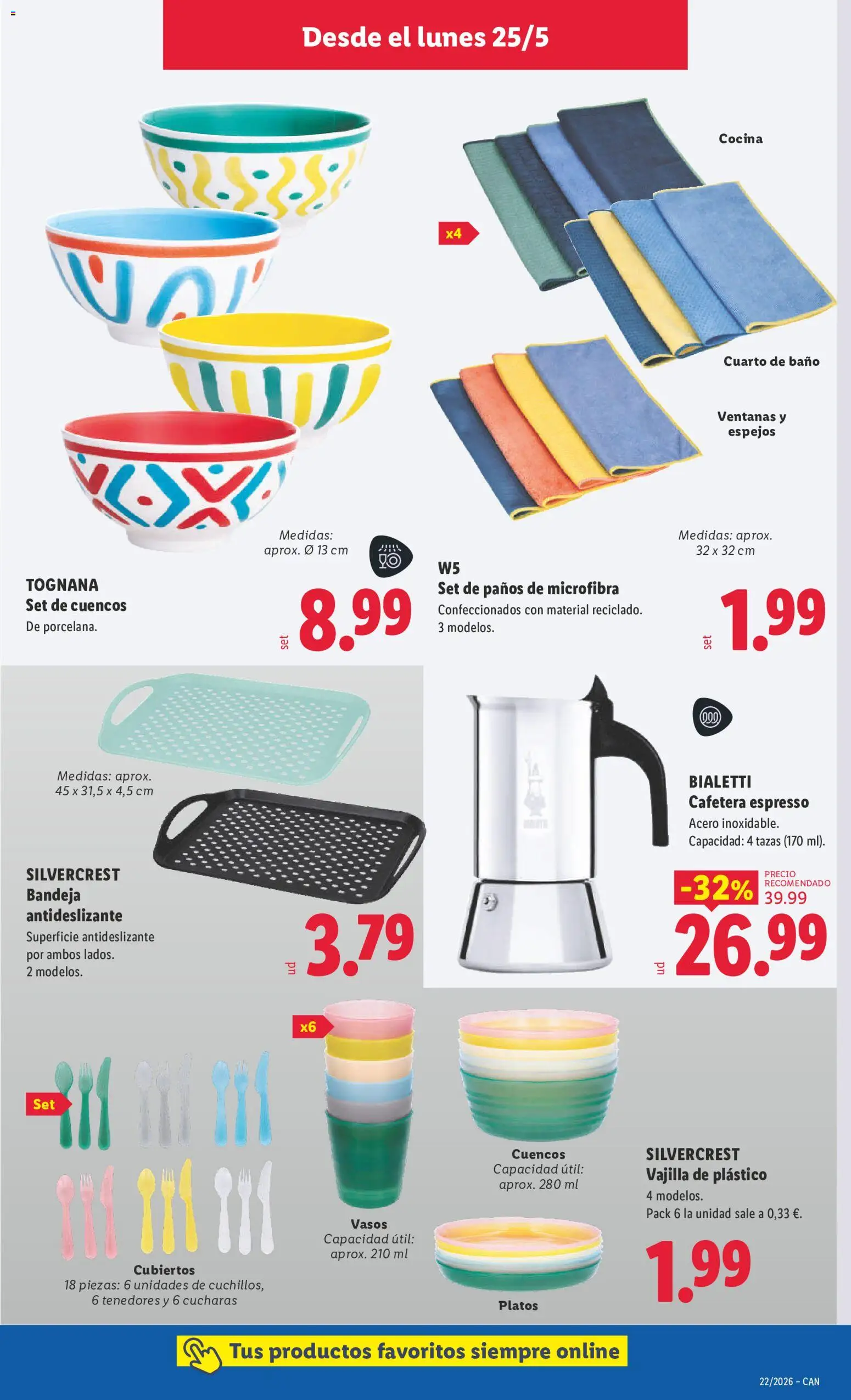 Lidl folleto de bazar │ válido desde el 25.05.2026 | Página: 9 | Productos: Vasos, Βρεφικό κρεβάτι, Cafetera, Bandeja