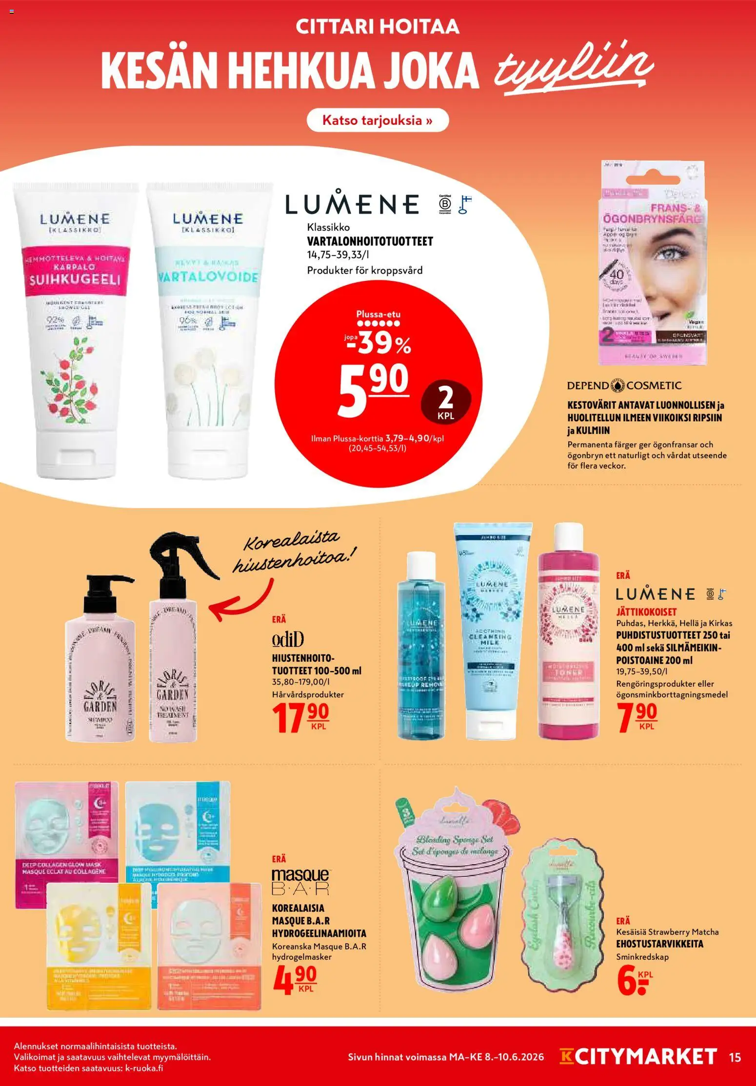 K-Citymarket tarjoukset – voimassa 08.06.2026 alkaen | Sivu: 15 | Tuotteet: Hella, Vartalovoide, Suihkugeeli