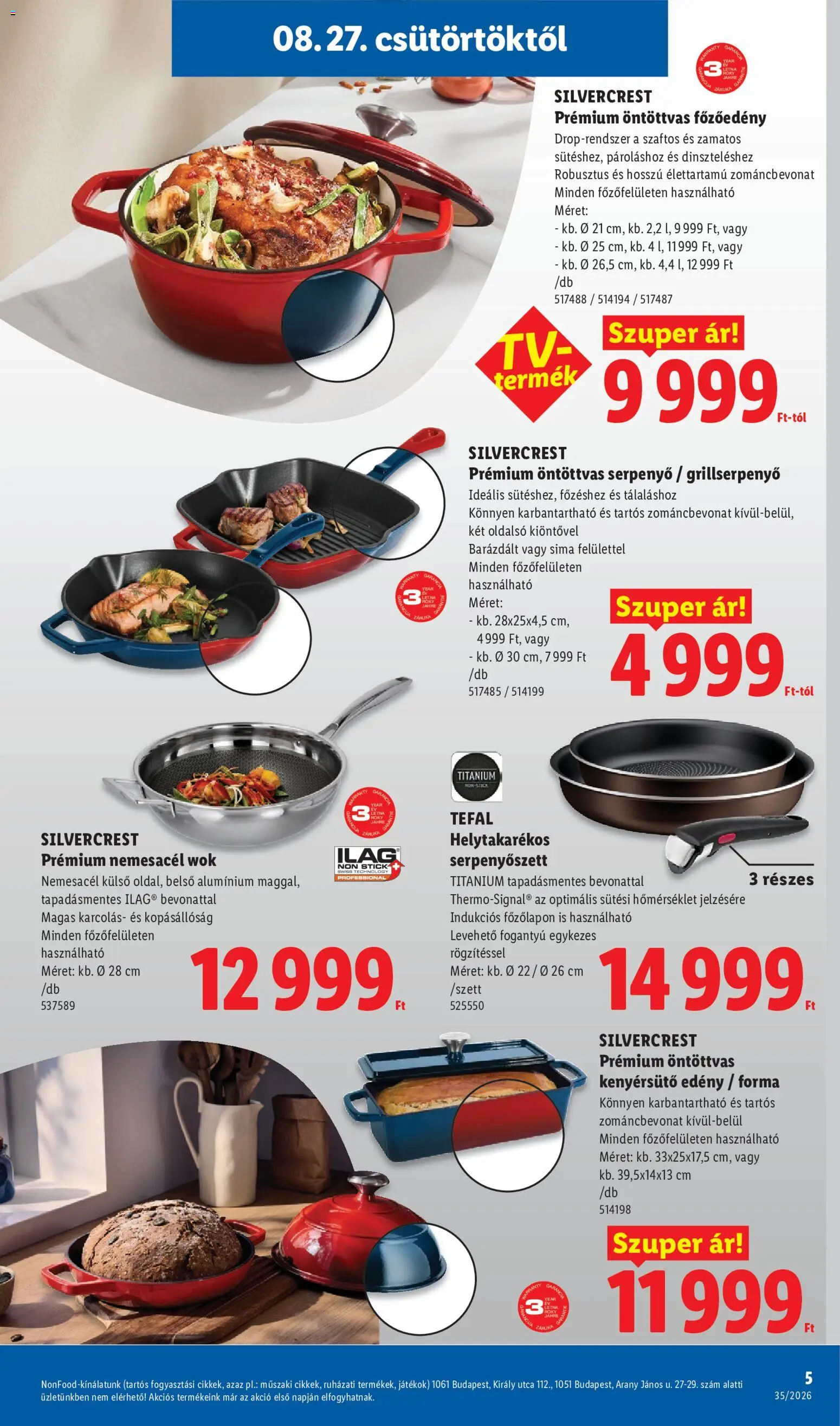 Lidl akciós ujság - amely érvényes a következő dátumtól: 2026.08.27. | Oldal: 5 | Termékek: Tefal, Játékok, SilverCrest, Serpenyő