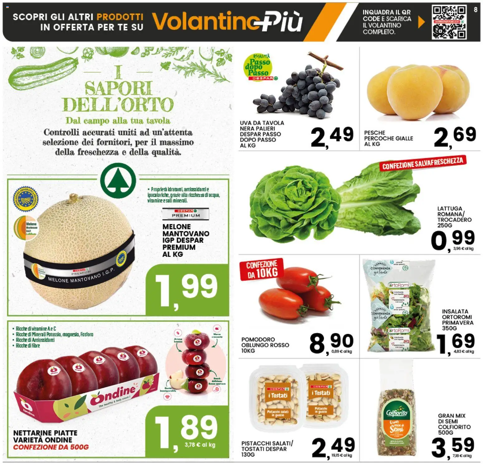 Volantino Interspar del 20/08/2026 | Pagina: 8 | Prodotti: Tè, Pomodoro, Pistacchi, Lattuga