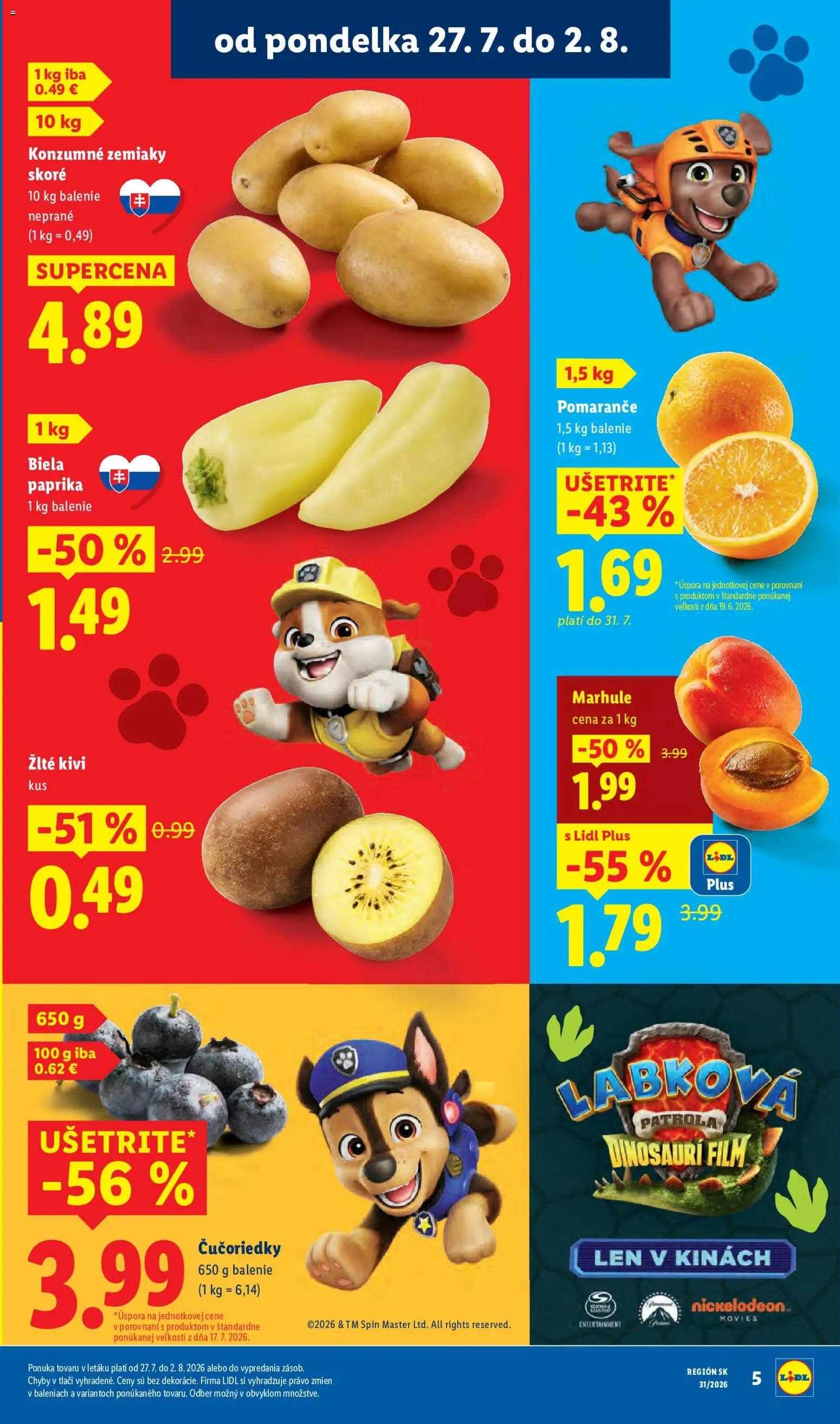 Nové Lidl akcie – leták je platný od 27.07.2026 | Strana: 11 | Produkty: Paprika, Pomaranče, Kiwi, Marhule