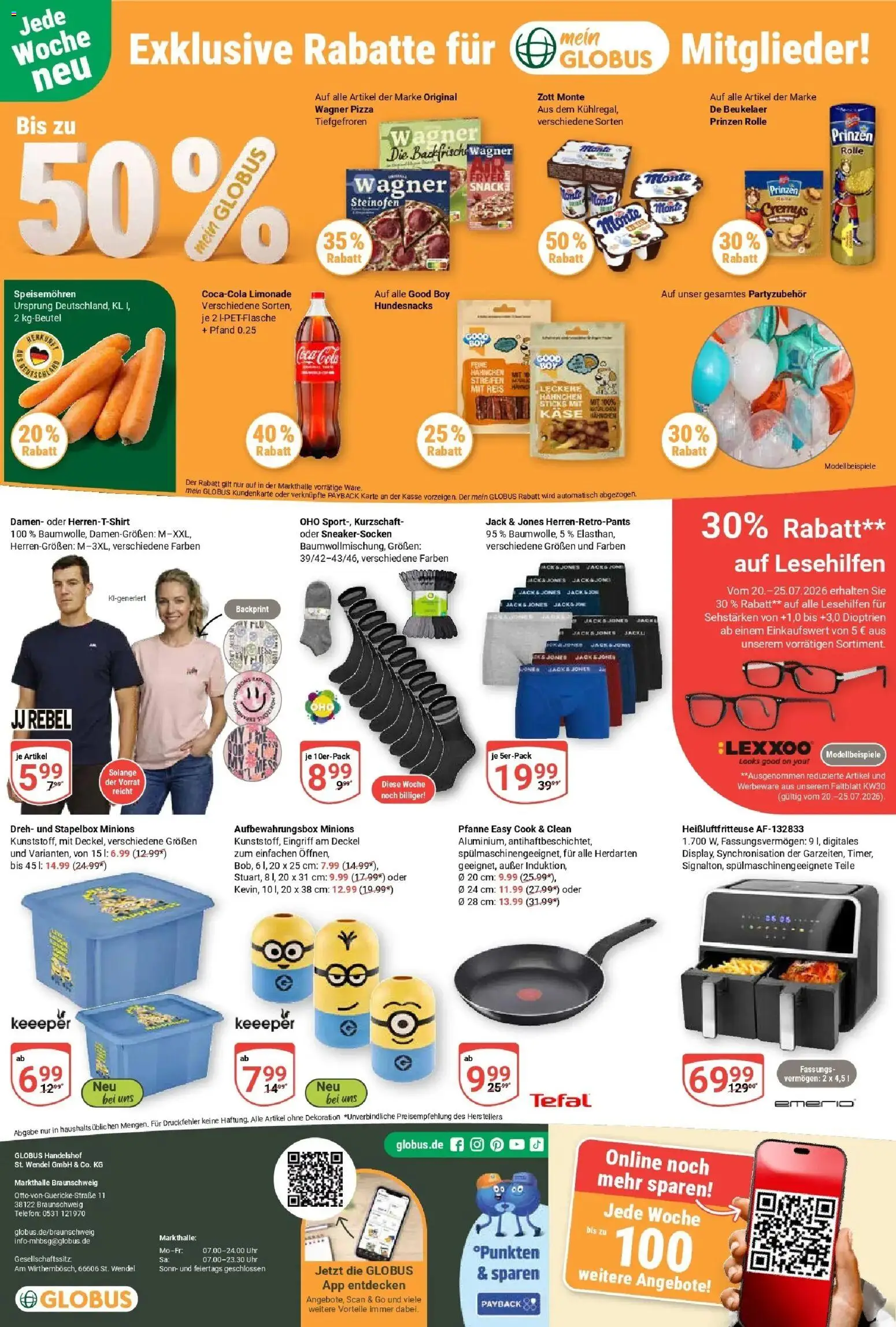Globus Prospekt Braunschweig – gültig ab 20.07.2026 | Seite: 24 | Produkte: Cola, Jacke, Pizza, Telefon
