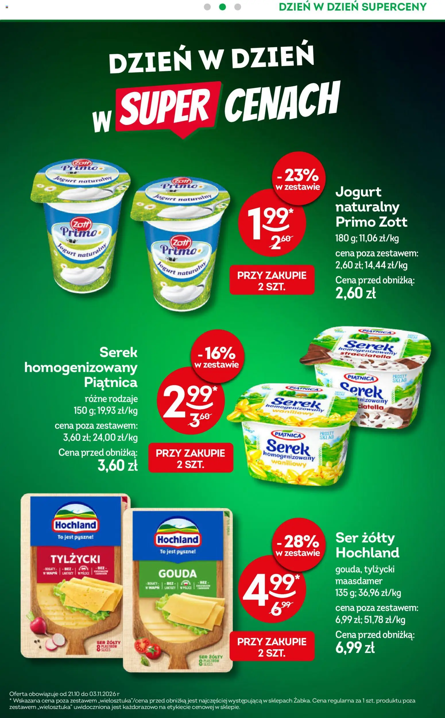 Żabka gazetka - Codzienne produkty od 21.10.2026 | Strona: 4 | Produkty: Jogurt naturalny, Piątnica, Ser, Jogurt
