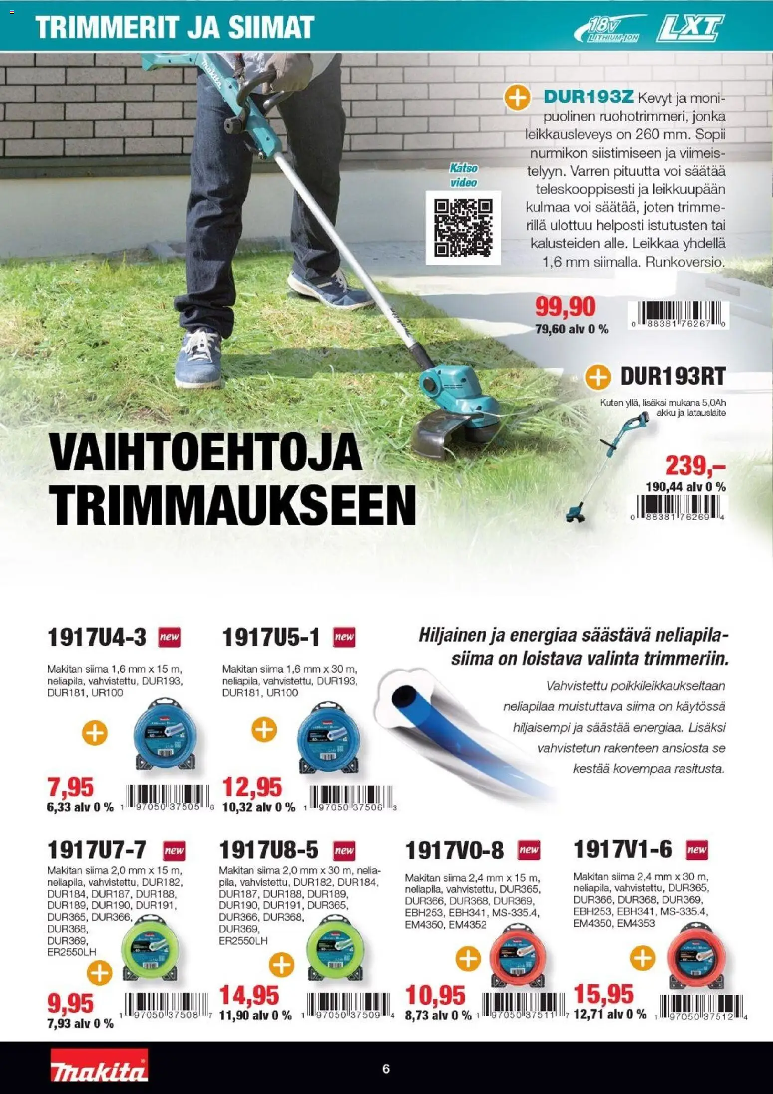 Makita tarjoukset - LXT Puutarha 2026 – voimassa 07.04.2026 alkaen | Sivu: 6 | Tuotteet: Akku, Voi, Video