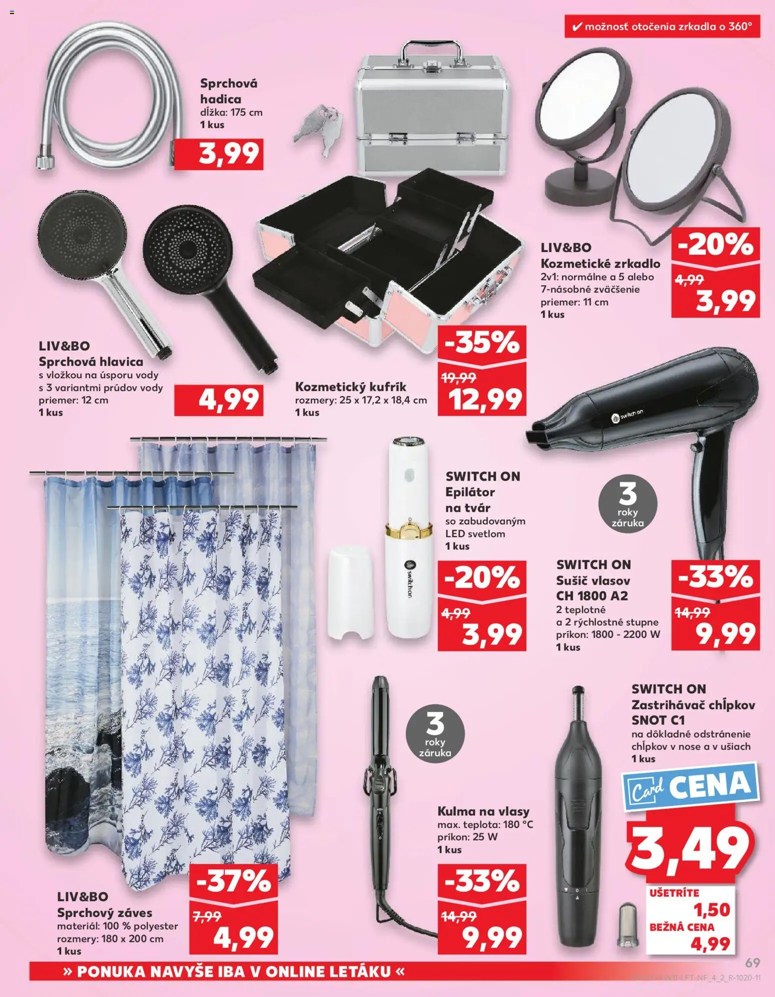 Nové Kaufland akcie – leták je platný od 12.03.2026 | Strana: 69 | Produkty: Zrkadlo, Zastrihávač chĺpkov, Kulma na vlasy, Kulma