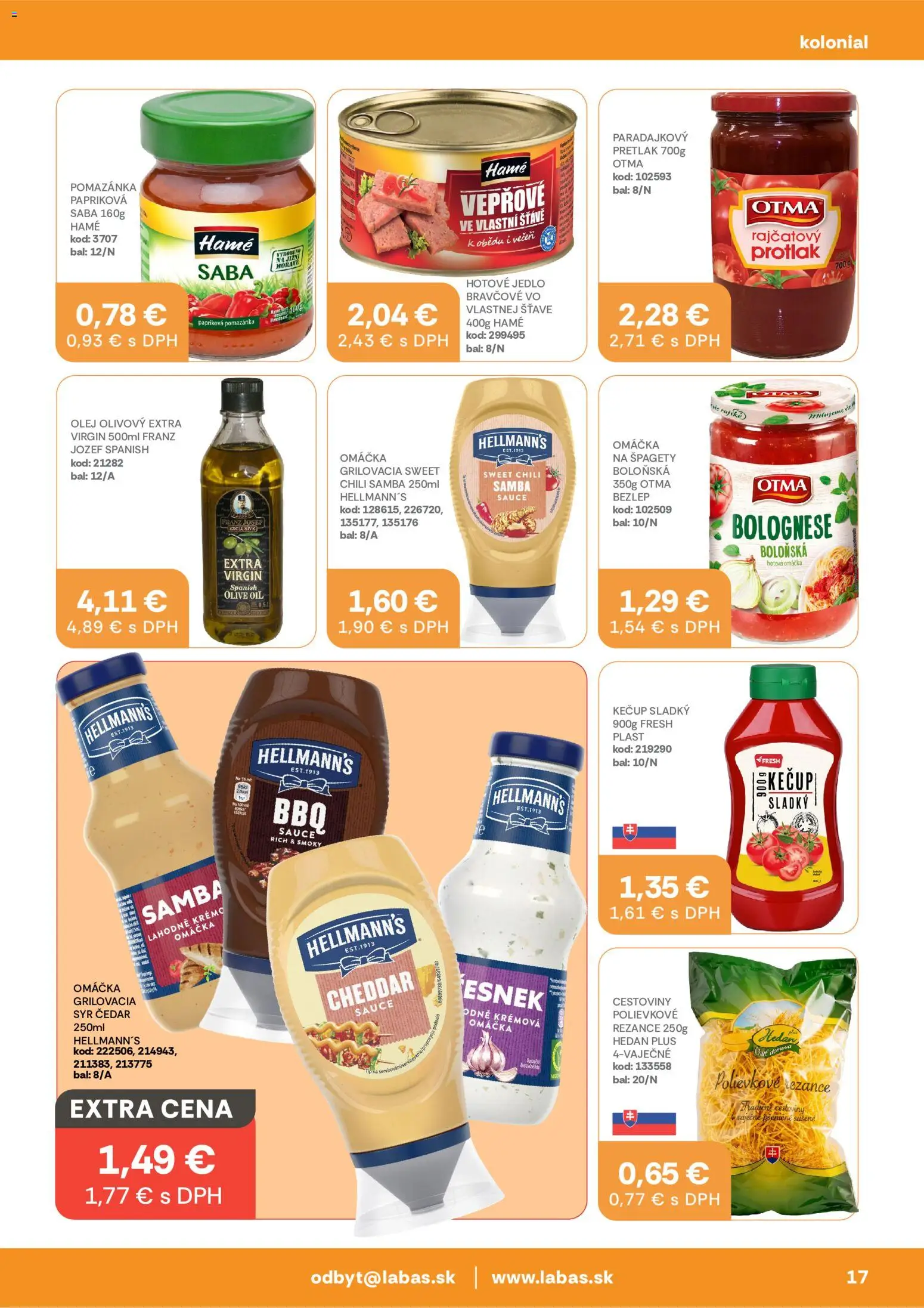 Nové Labaš akcie – leták je platný od 03.07.2026 | Strana: 17 | Produkty: Syr, Rezance, Omáčka, Špagety