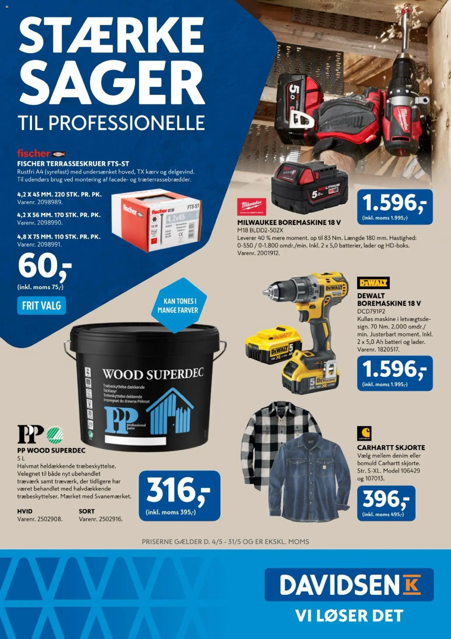 Davidsen tilbudsavis – gyldig fra 04.05.2026 | Side: 1 | Produkter: Skjorte, Boremaskine, Batteri