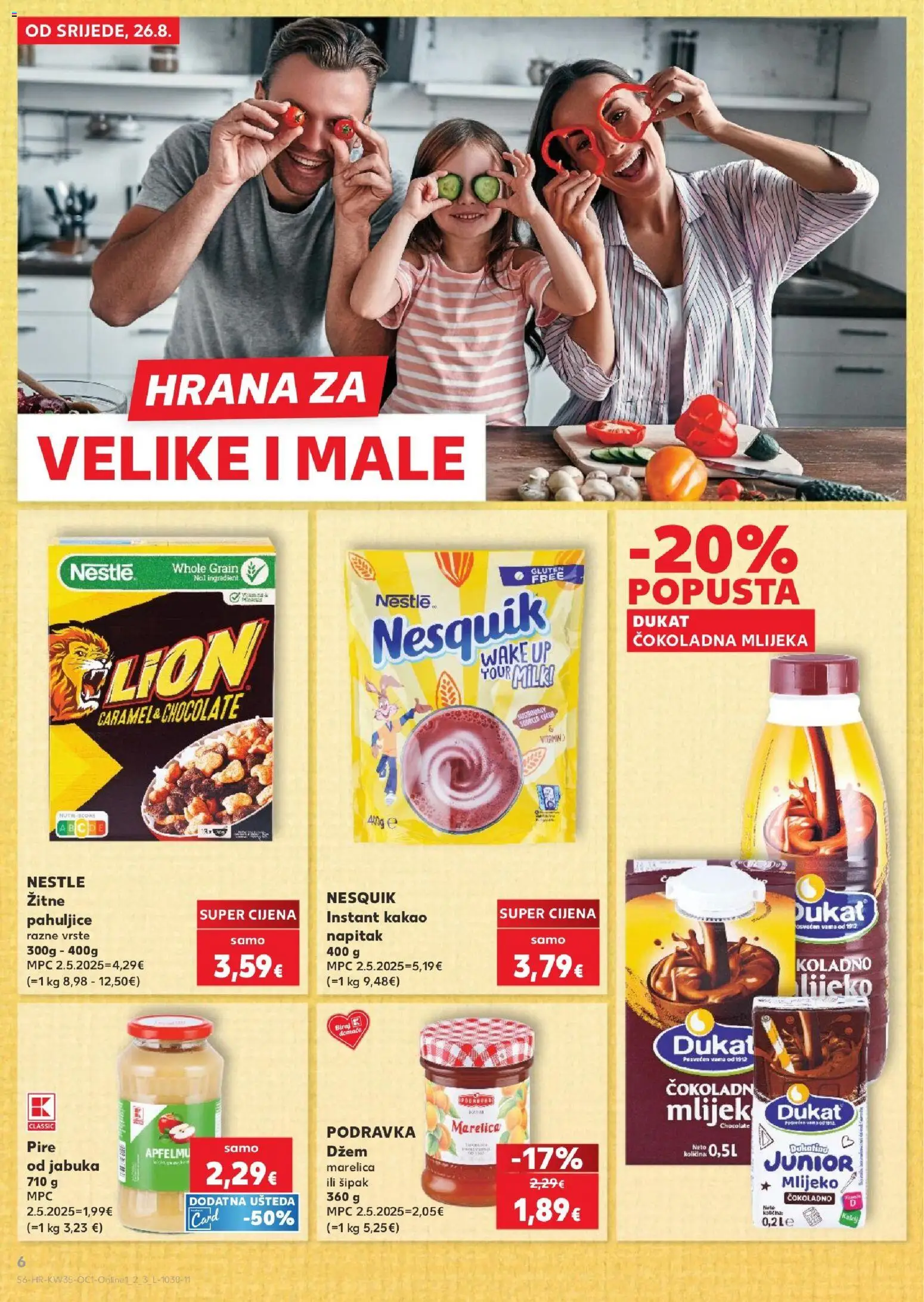 Kaufland katalog | vrijedi od 26.08.2026 | Stranica: 6 | Proizvodi: Pire, Mlijeko, Pahuljice, Nesquik