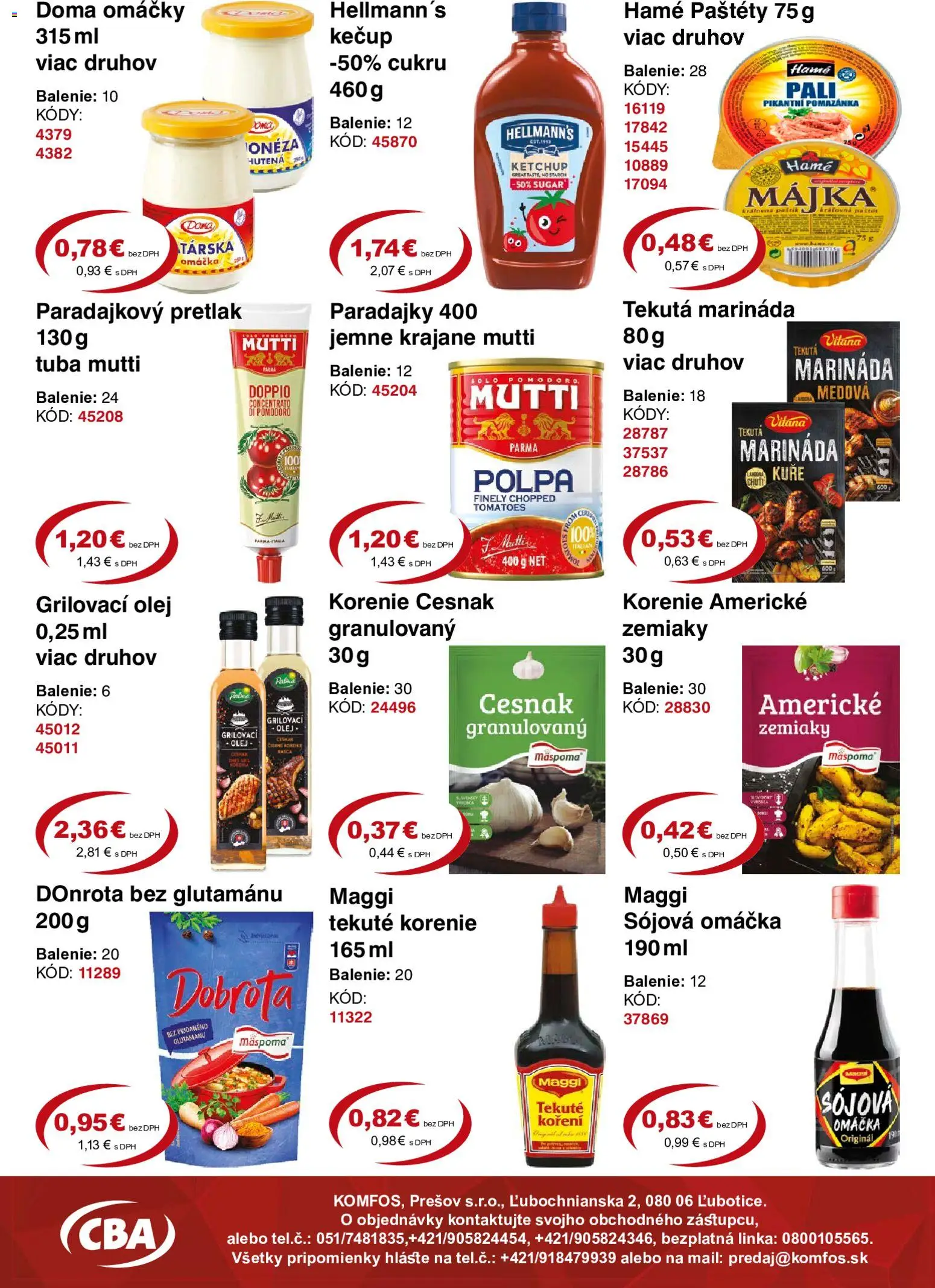 Nové CBA Komfos akcie – leták je platný od 19.06.2026 | Strana: 4 | Produkty: Cesnak, Kečup, Korenie, Zemiaky