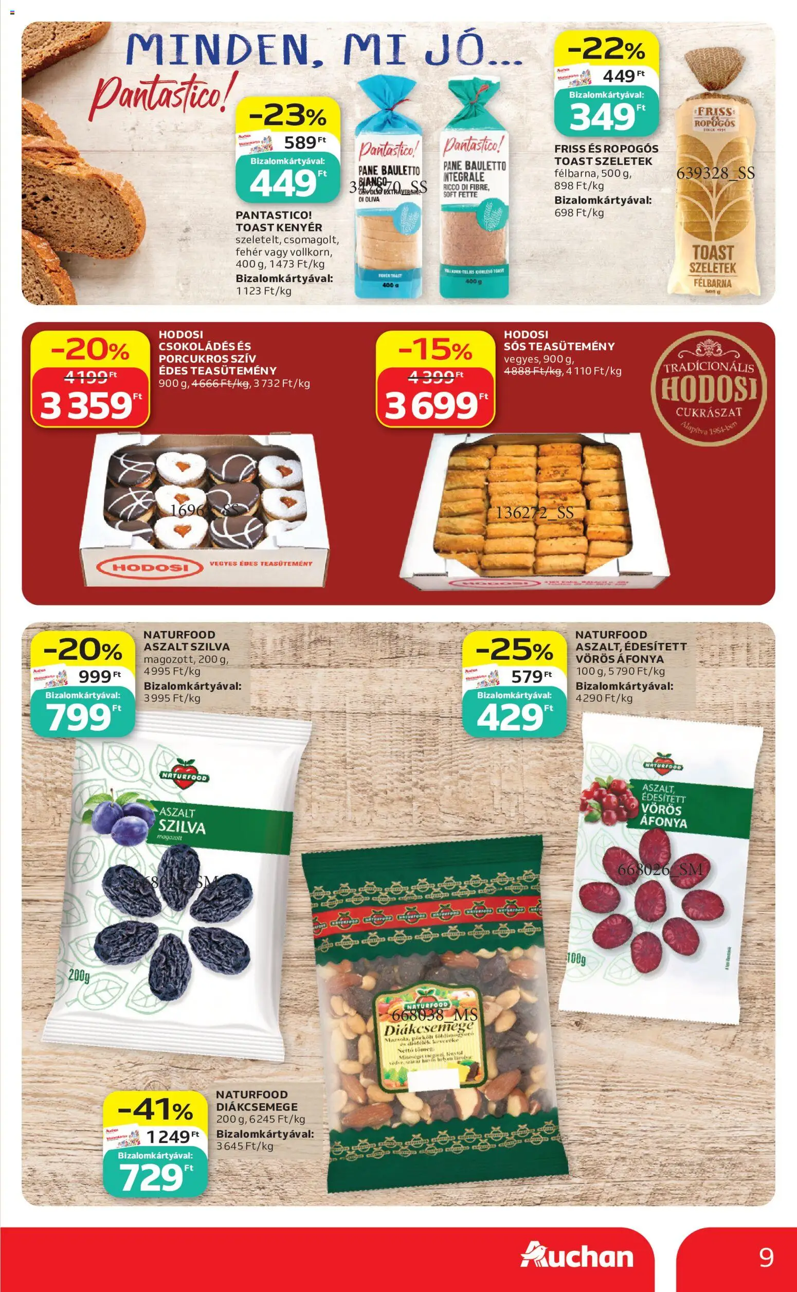 Auchan akciós ujság - amely érvényes a következő dátumtól: 2026.09.17. | Oldal: 9 | Termékek: Áfonya, Szilva, Teasütemény, Tea