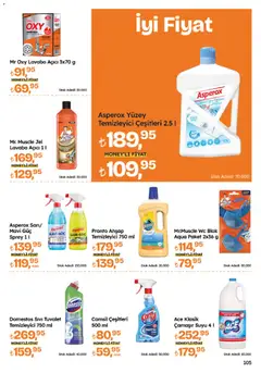 04.06.2026 tarihinden itibaren geçerli olan Migros kataloğu önizlemesi | Sayfa: 105 | Ürünler: Lavabo, Tuvalet, Yüzey temizleyici, Lavabo açıcı