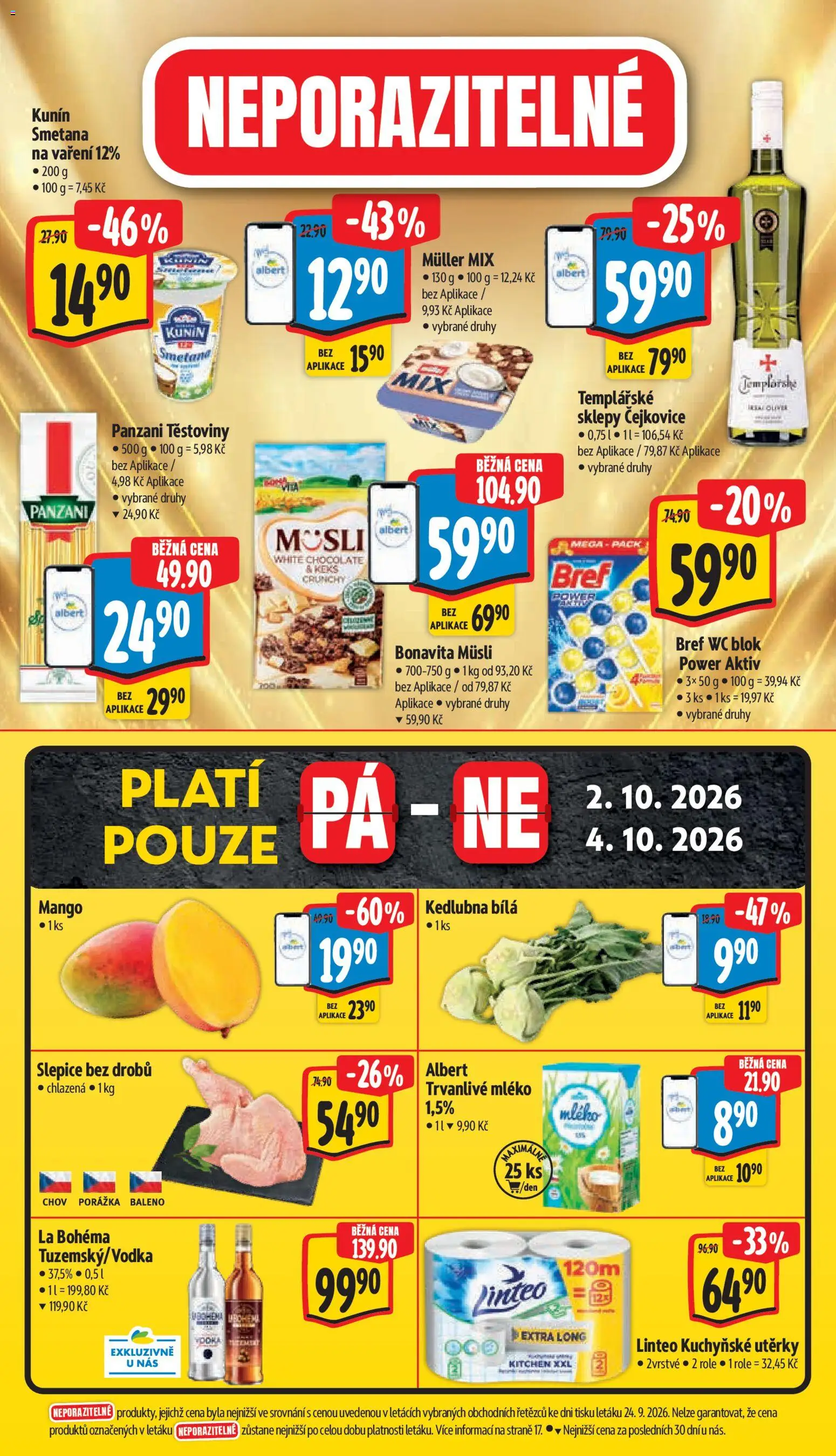 Albert leták - Supermarket od 30.09.2026 | Strana: 45 | Produkty: Mléko, Trvanlivé mléko, Utěrky, Vodka