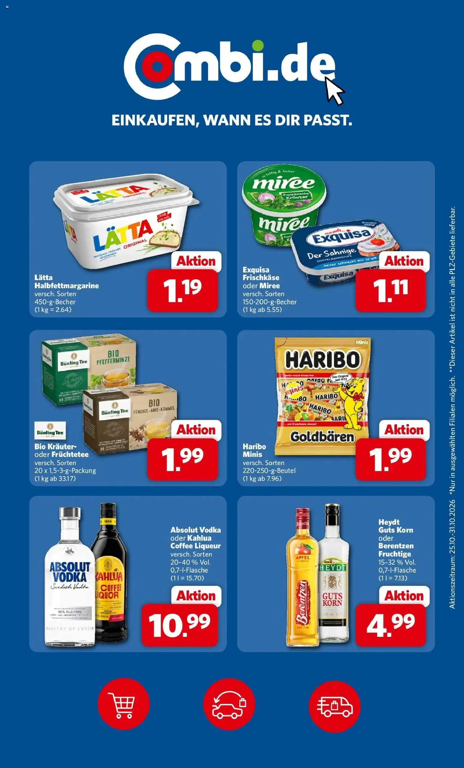 Combi Prospekt Twistringen (ab 26.10.2026) zum Blättern | Seite: 33 | Produkte: Haribo, Äpfel, Lätta, Vodka